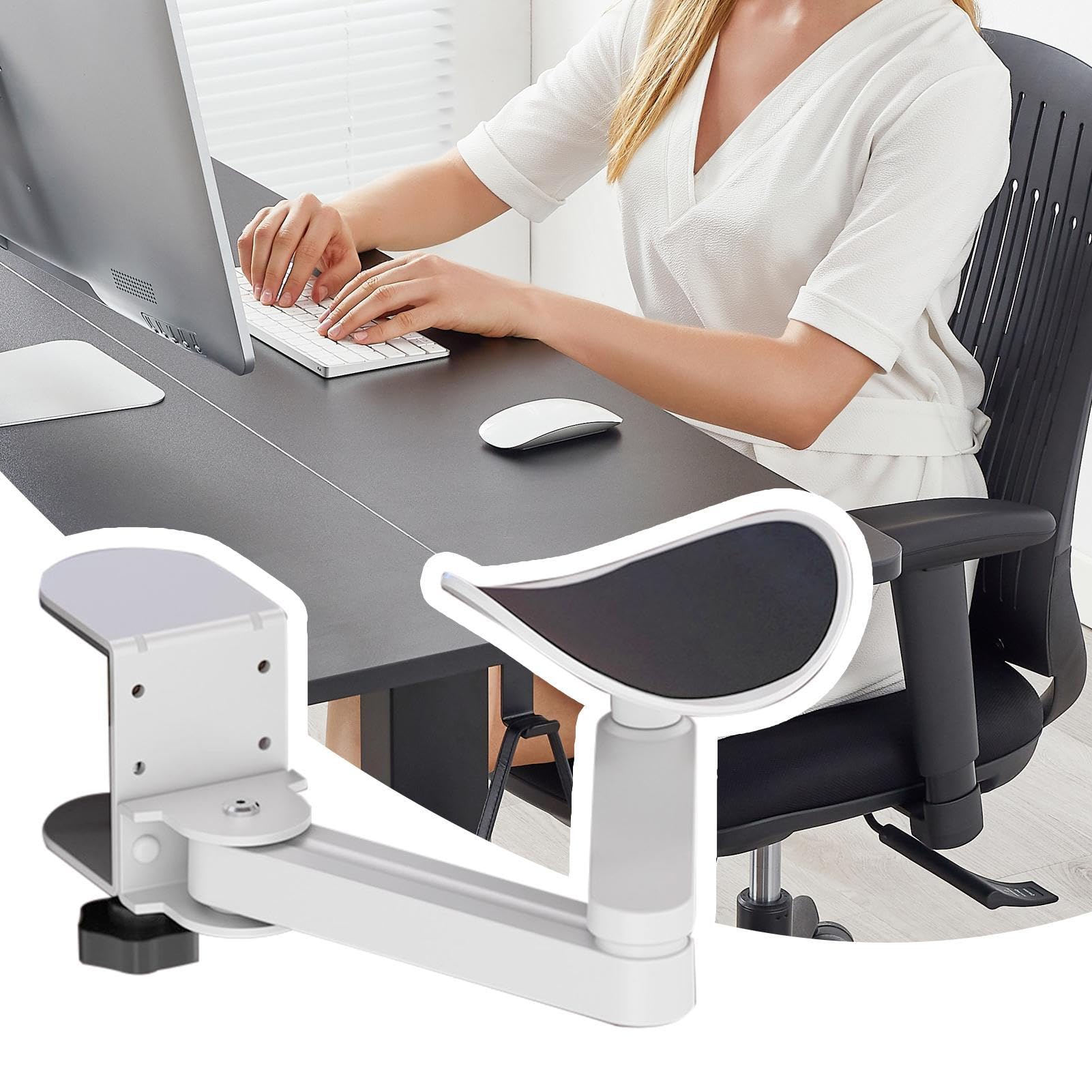 Accoudoir pour bureau – Coudière ergonomique, support de bras de bureau extensible, clavier rotatif à 360° et accoudoir d'ordinateur | Hauteur réglable pour la maison, la bibliothèque, les bureaux