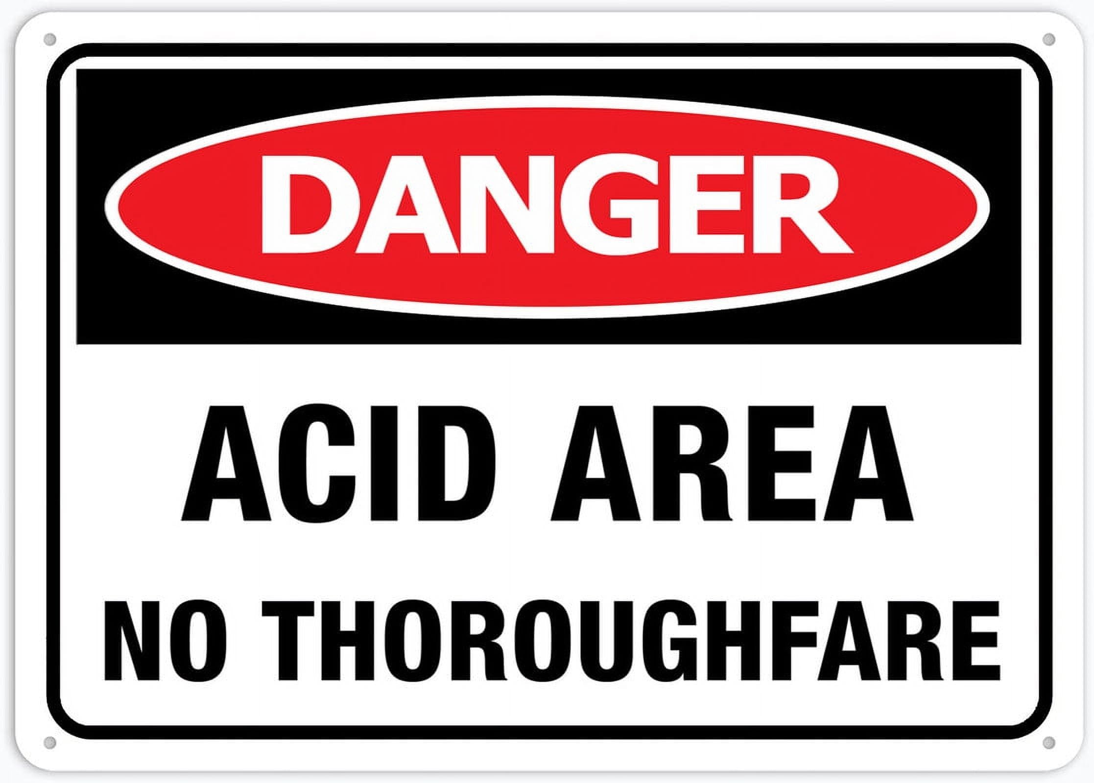 Peiyeety A06 Danger Acid Area No Throughfare Metal Signs 12X16 Inches Rust Free Aluminum,Uv Ink Printing,Durable/Weatherproof Outdoor For Home