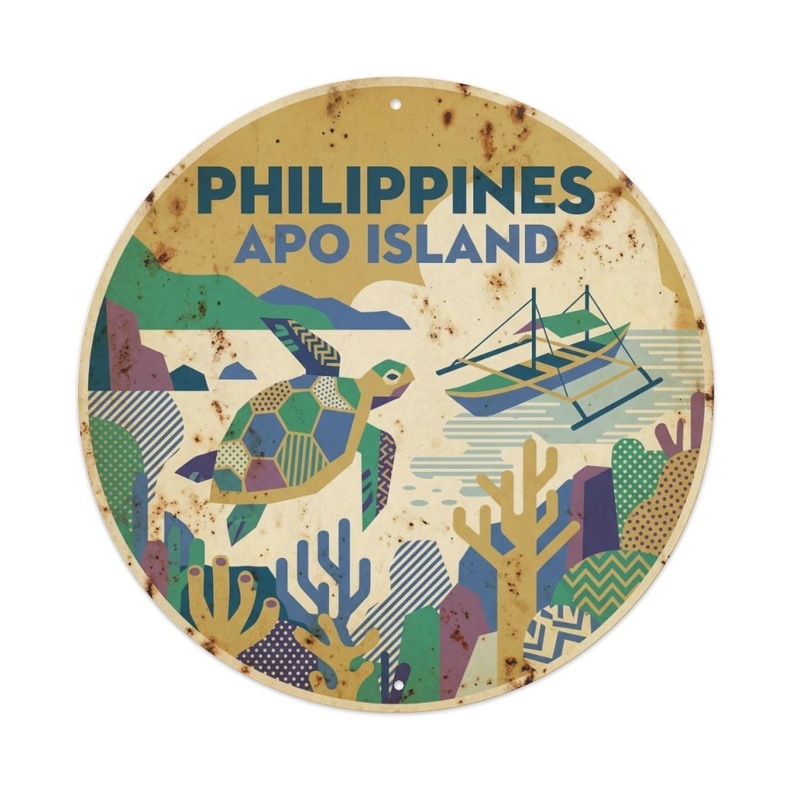 Philippines Apo Island Ocean Coastal Travel Vintage Metal Tin Sign Plaque Wall Decor for Cafe, Club Bar, Office, Garden Metal Poster 8x8Inch