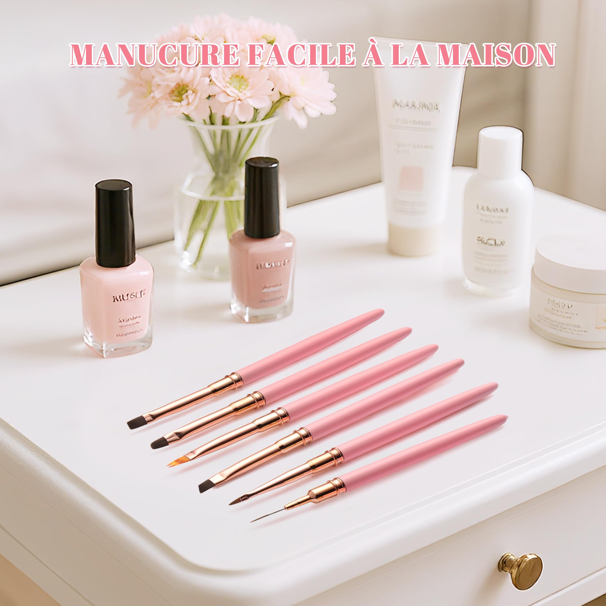 10 Pinceles para Uñas, Pinceles de Decoración de Uñas Profesionales con Pinceles Detallados, Adecuados para Gel, Acrílico y Esmalte Semipermanente para Uñas, Kit Manicura Profesional — view 6