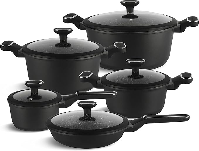 EDENBERG 12Piece Pot Set for Induction Cookers, Pots and Pans Coated