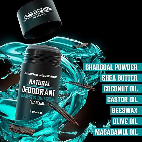 Miniatura 4 de Viking Revolution Majestic Oud - Desodorante para hombres, desodorante natural para hombres, desodorante de carbón para hombres con manteca de