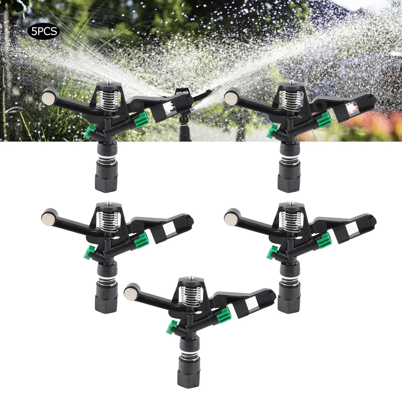 CHICIRIS Lot de 5 arroseurs de pelouse DN20 à filetage femelle de 1,9 cm, angle contrôlable, buse à bascule automatique pour jardin et pelouse