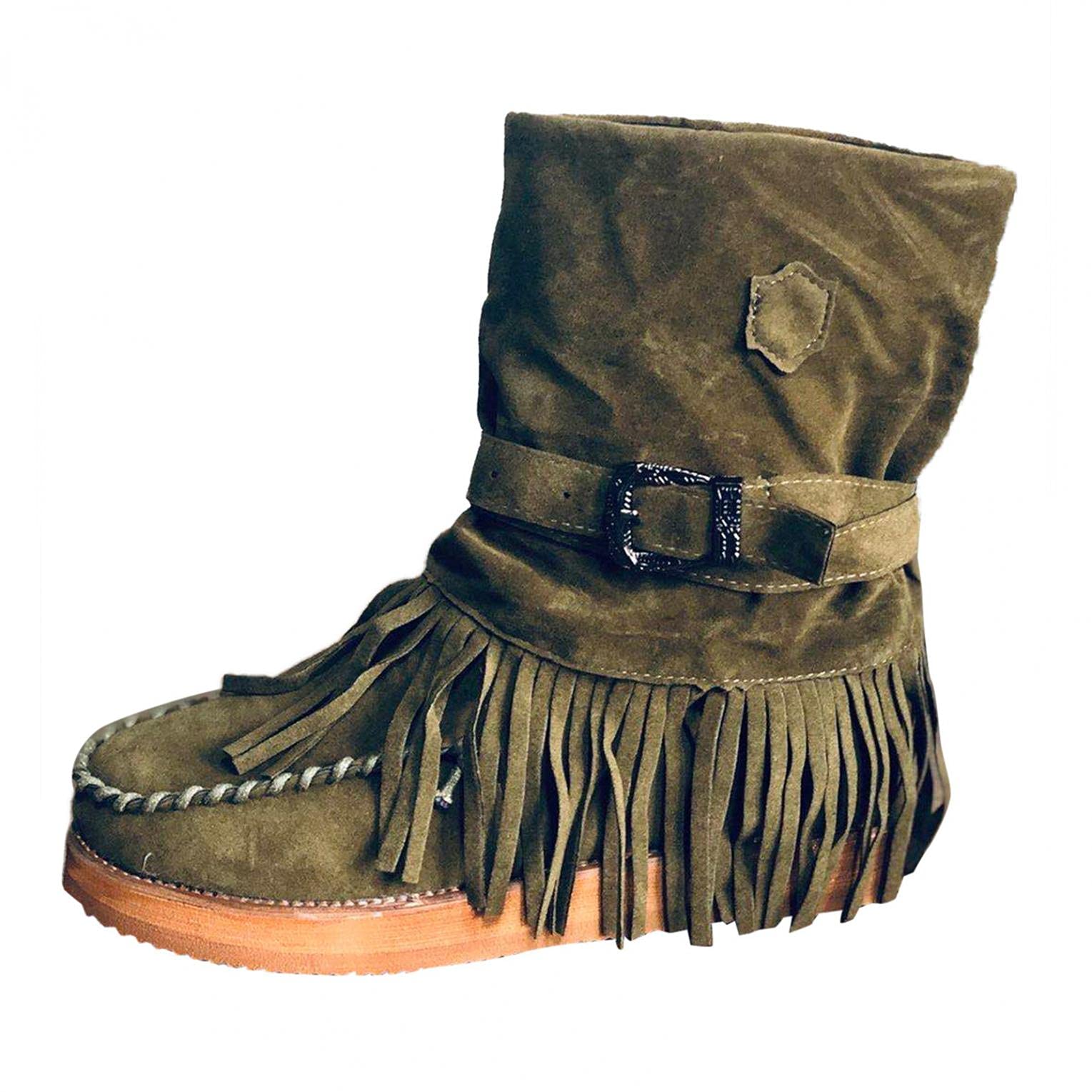 Bottes de cowboy compensées mi-mollet larges et confortables - 7