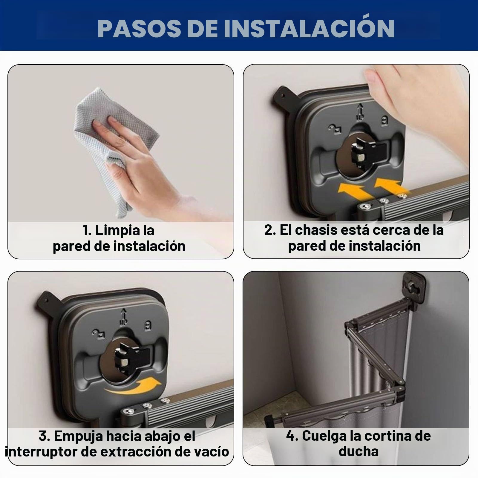 Cortina De Ducha Plegable De Pared Con Ventosa, Cortina De Ducha De Lino Ajustable, Barra Extensible Para Baño, Bañera Y Tienda De Ropa,2*F