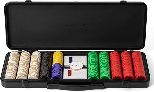 SLOWPLAY Godel - Juego de fichas de póquer de arcilla de 0.49 oz para Texas Hold'em, 500 piezas con valores numerados cuenta con una caja de chips