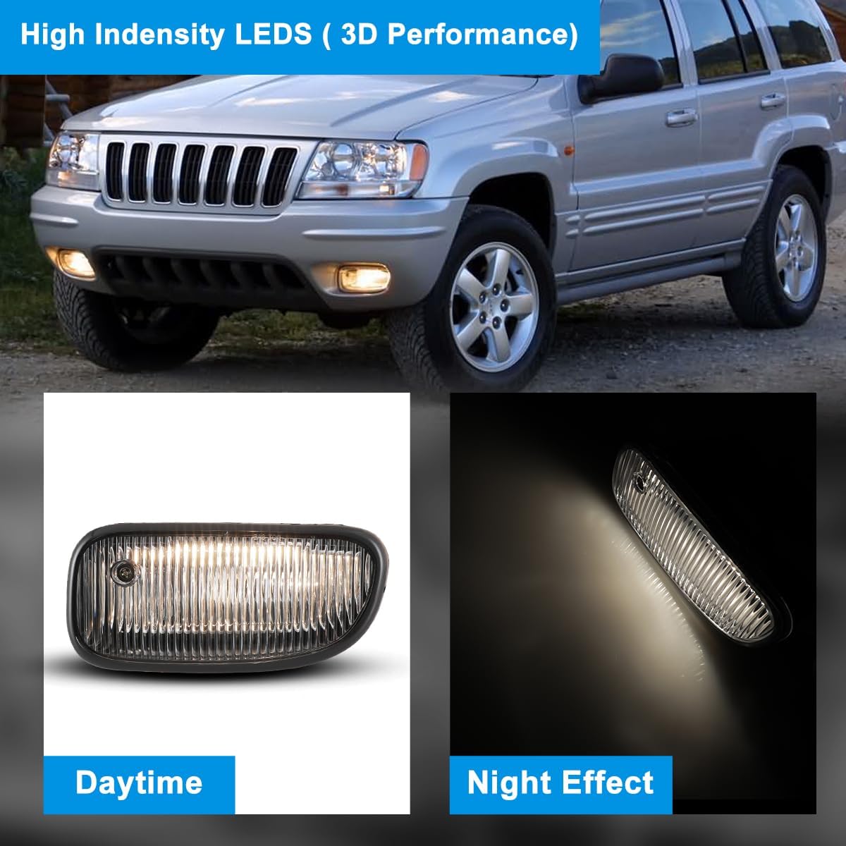 CPW OEM Fog Light Compatible with 1999 2000 2001 2002 2003 Jeep Grand Cherokee, Front Fog Lamp Fit For 1999-2003 Jeep Grand Cherokee, Only Driver Fog Light Assembly Replacement w/ H12 Bulb