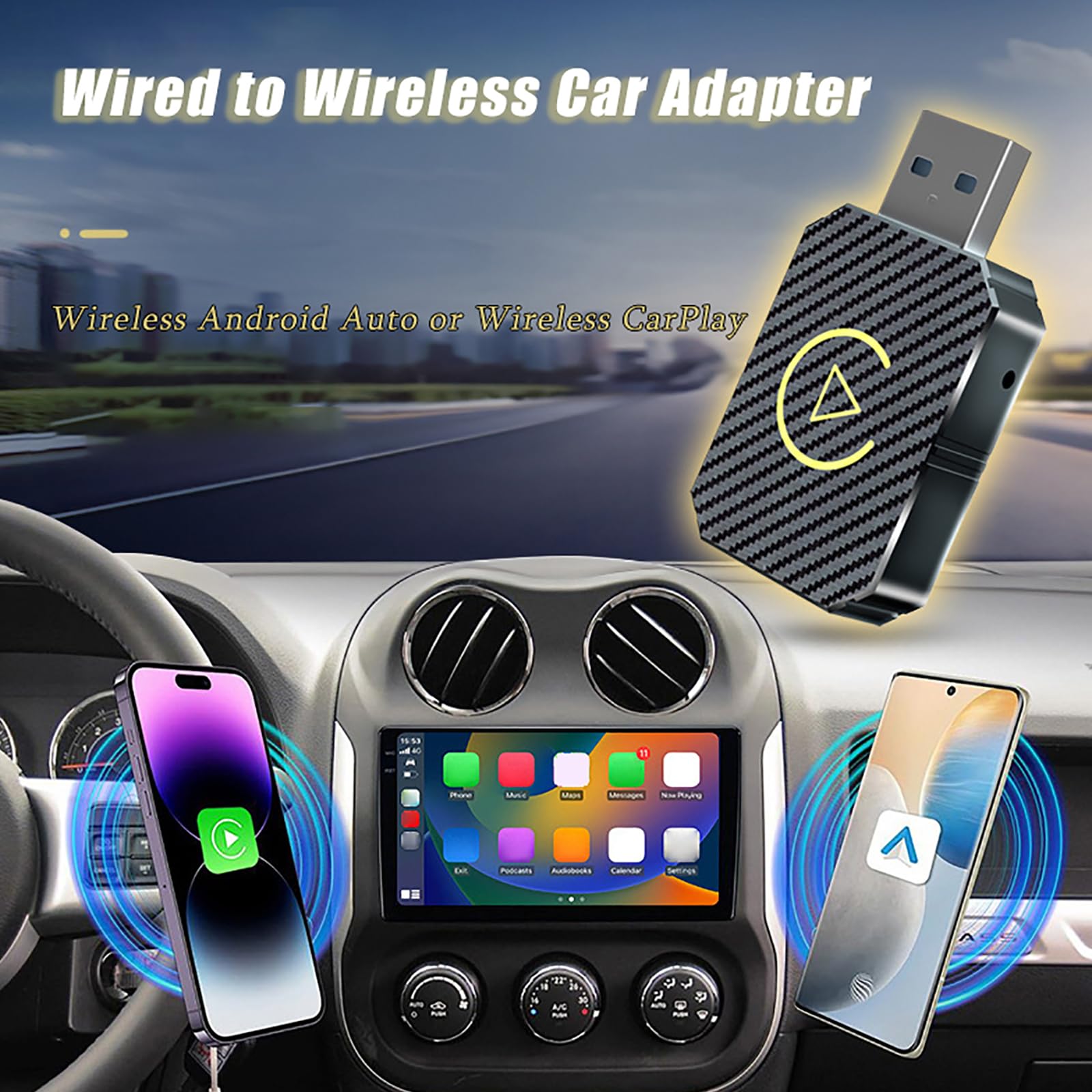 Adaptateur CarPlay sans Fil pour Renault Talisman 2017 2018 2019 2020 2021 2022, Clé CarPlay Plug & Play, Convertir CarPlay Filaire en CarPlay sans Fil, Connexion Rapide Bluetooth et WiFi