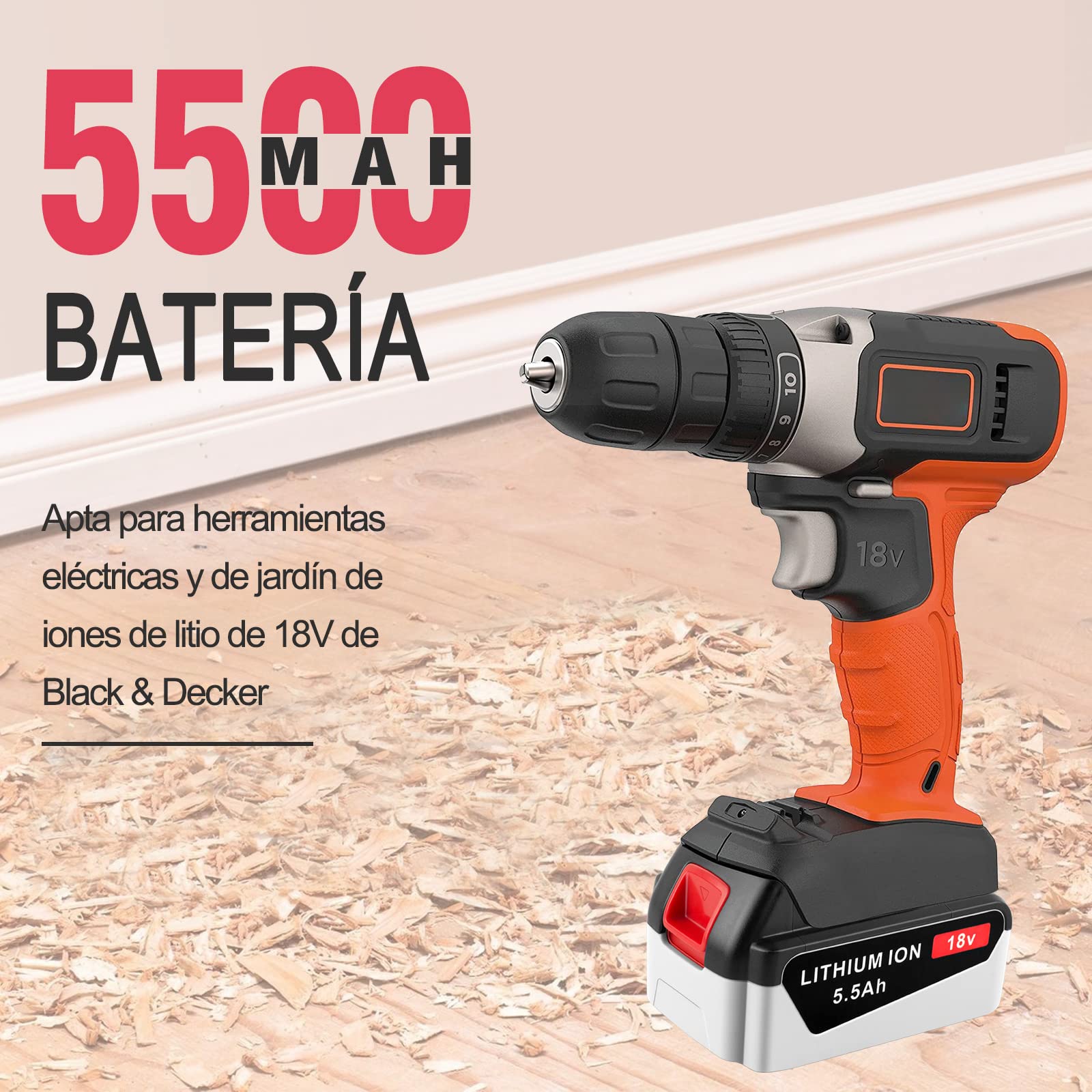 18V 5.5Ah BL2018 Batería de Repuesto para 18V BL2018 BL2018-XJ BL4018 BL1518 LB20 LBX20 LBXR20 LBXR2020-OPE LBXR20B-2 LB2X4020