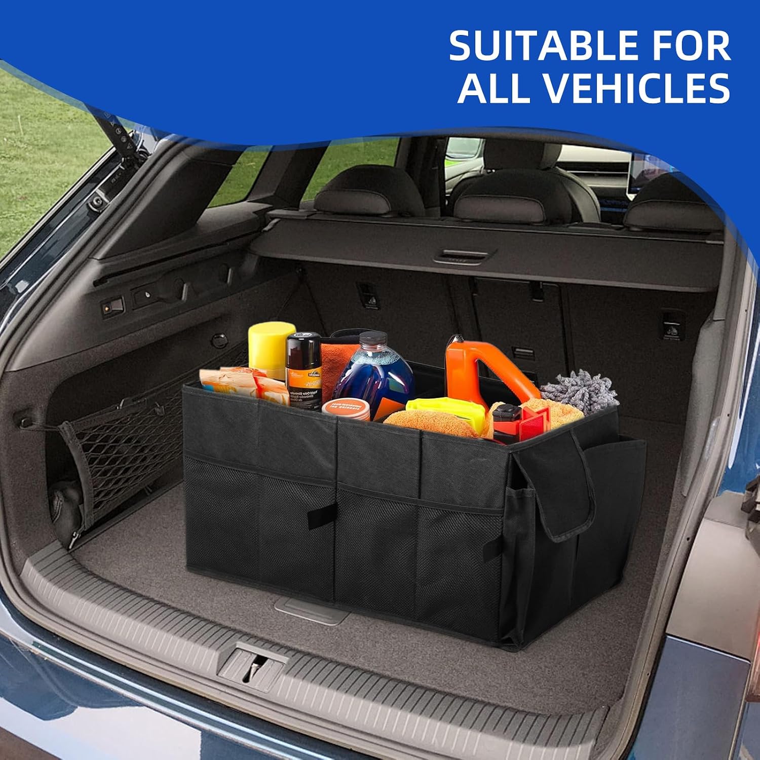 Folding Car Trunk Organizer: 46L Universal Storage Bag with Extra Pockets and Reinforced Walls – Car Accessories 54 x 32 x 27 cm image 5
