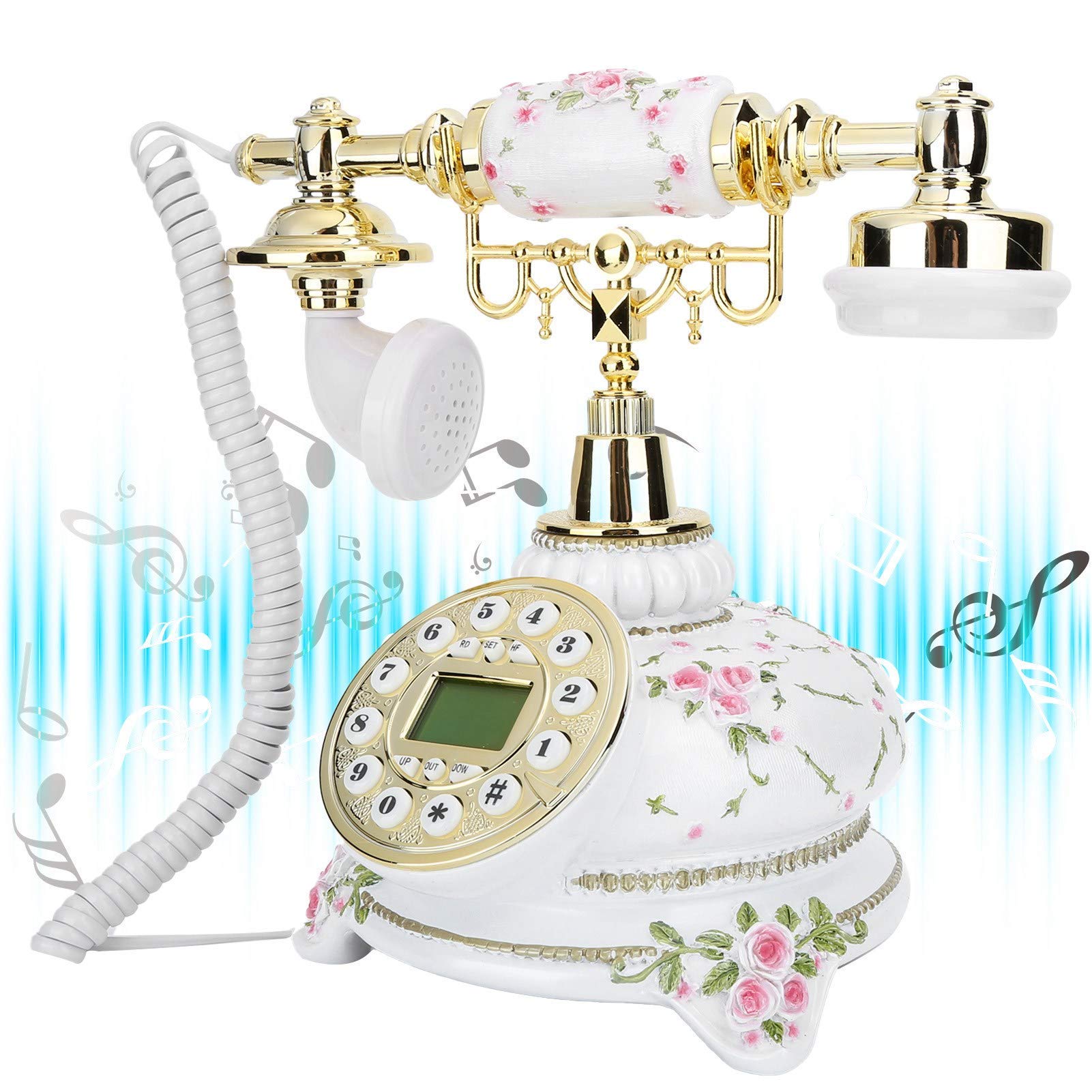 Retro Vintage Antyczny telefon, FSK/podwójny system Home Office Dial Telefon Old Fashion stacjonarny