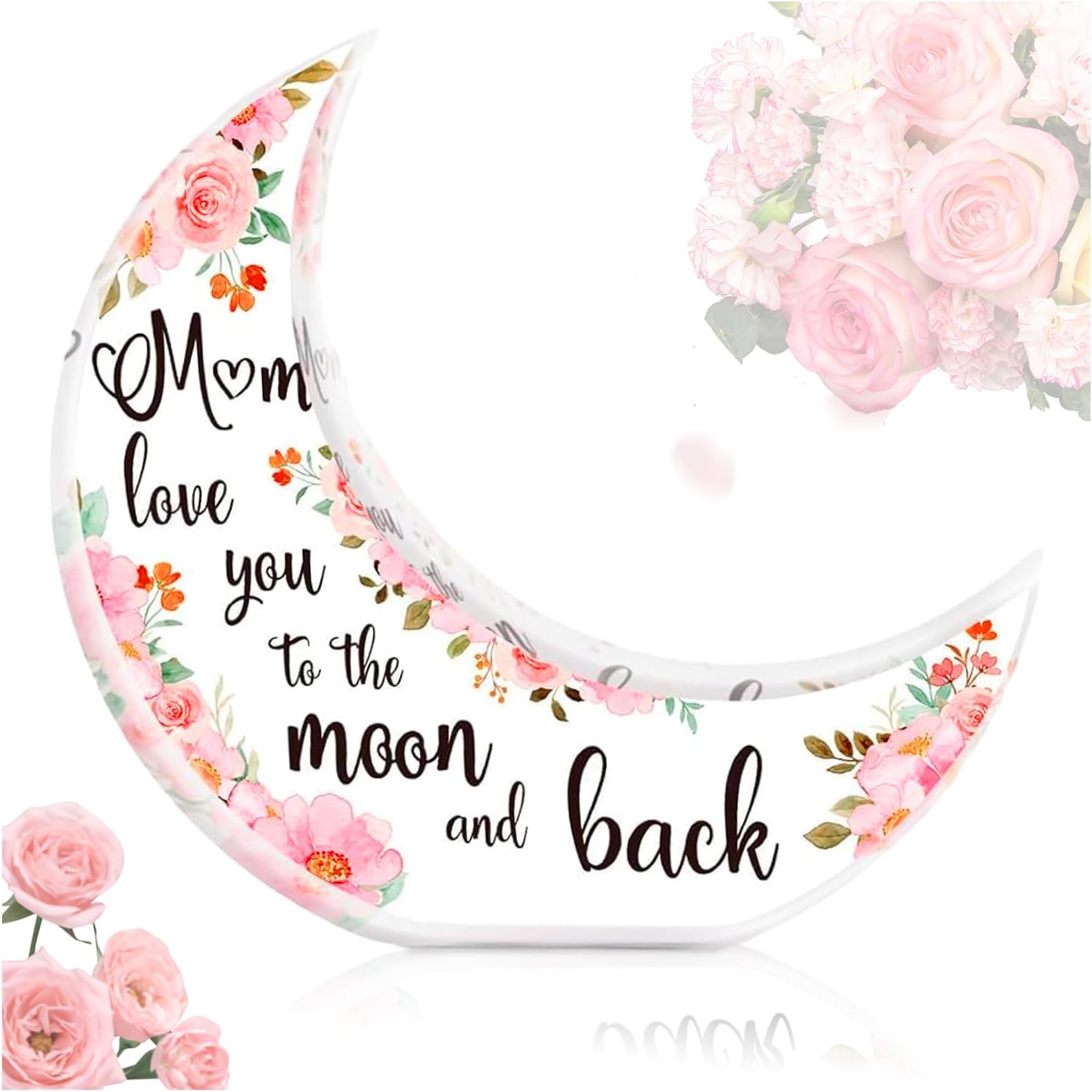 TOGETDREAMGifts for Mum Best Mum Gifts Birthday Gifts for Mum Presents for Mum Ideal Thanksgiving for Her Moon-shaped Acrylic Plaque Puzzle Acrylic Blocks (style-1)
