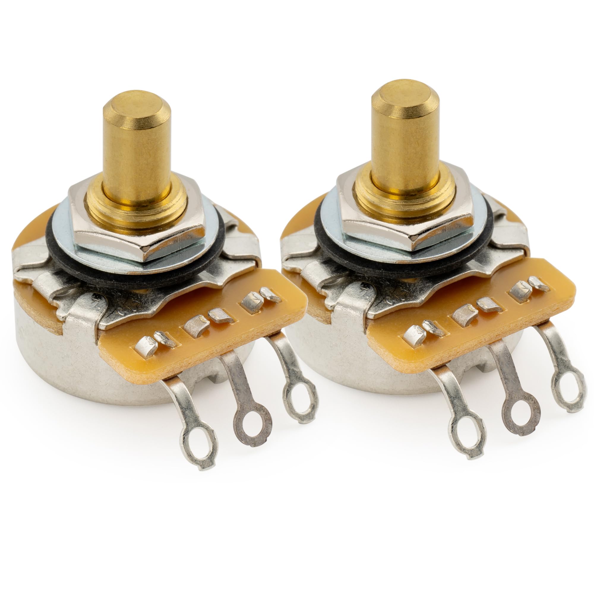 CTS 450G A250K Pots Brass Solid Short Shaft 1/4 Inch 10% Audio Taper Potentiometers for Electric Guitar Bass (Set of 2)