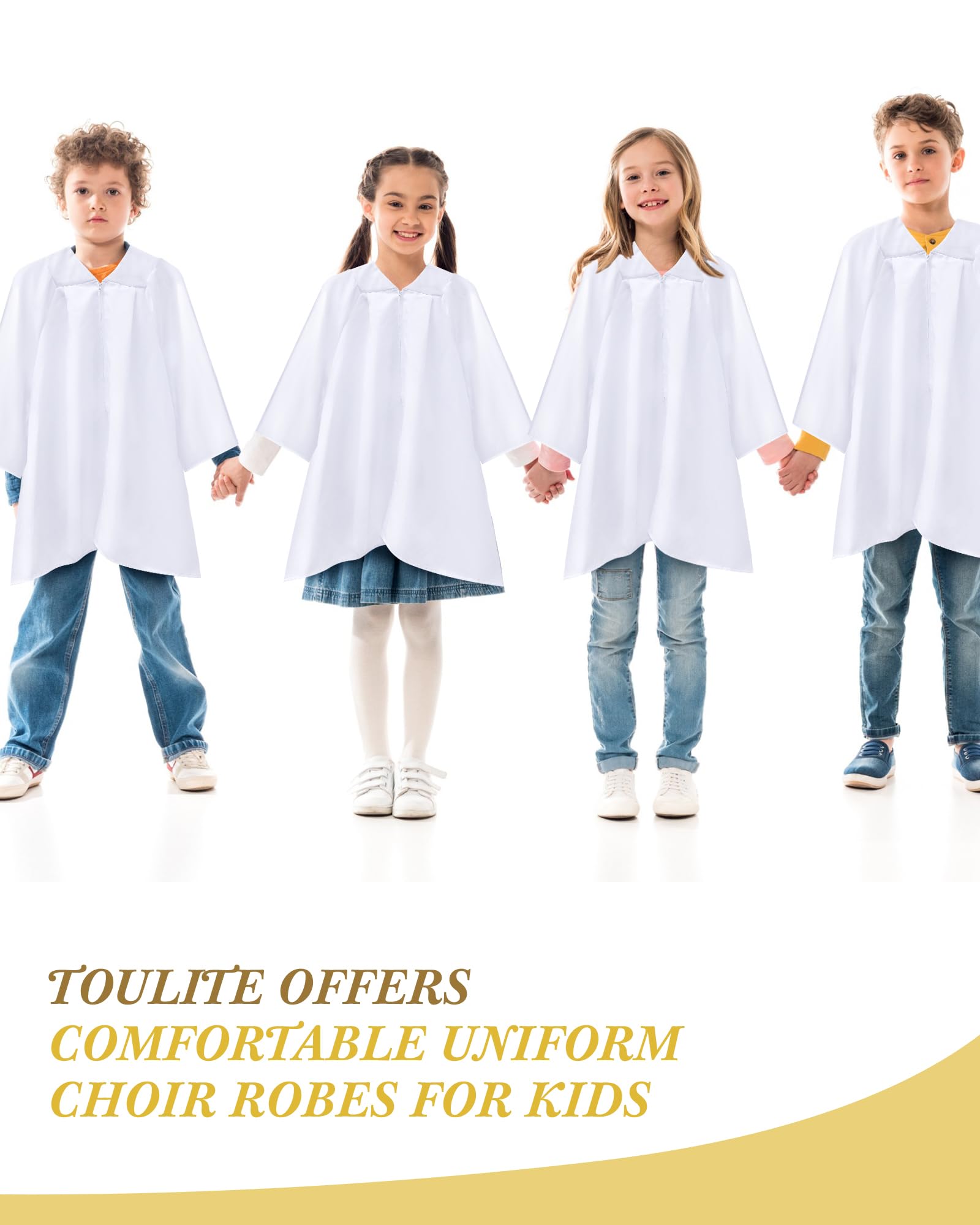 Toulite 3 piezas unisex mate batas de coro para niños, vestido de graduación para juez escolar, disfraz para bautizo, iglesia, evento, pastor