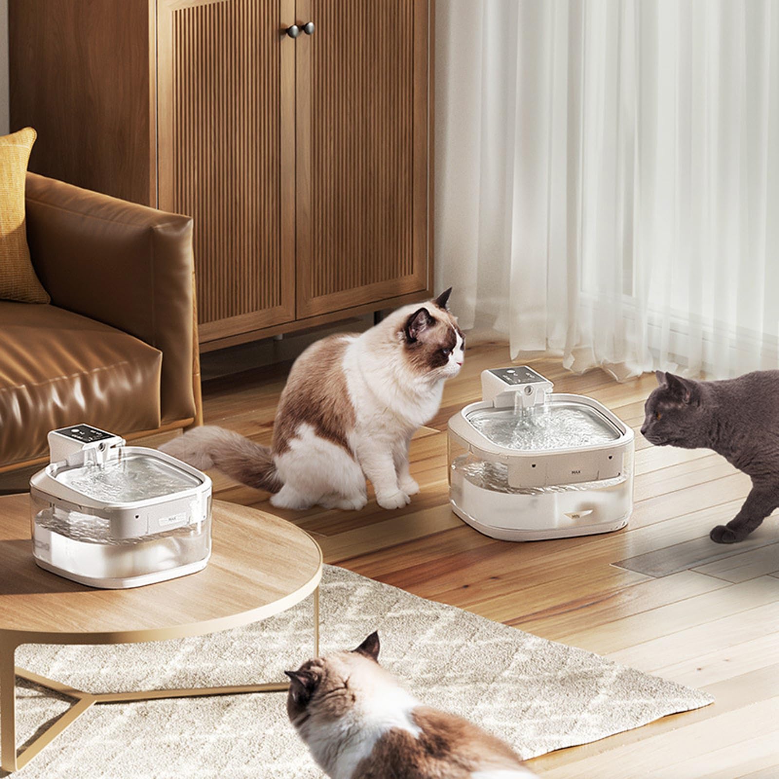 Fuente de agua para gatos, 4,5 L, recargable por USB, dispensador automático con filtración, diseño de funcionamiento silencioso, para uso doméstico, fuente de agua para gatos