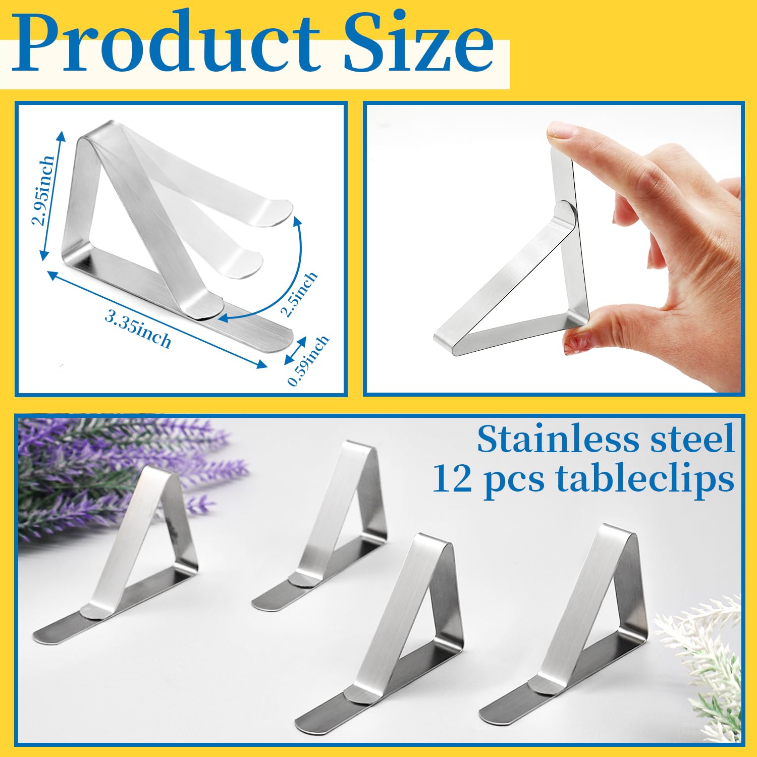 Pinces à Nappe De Table Mini 12 Pièces Acier Inoxydable Porte-Nappe