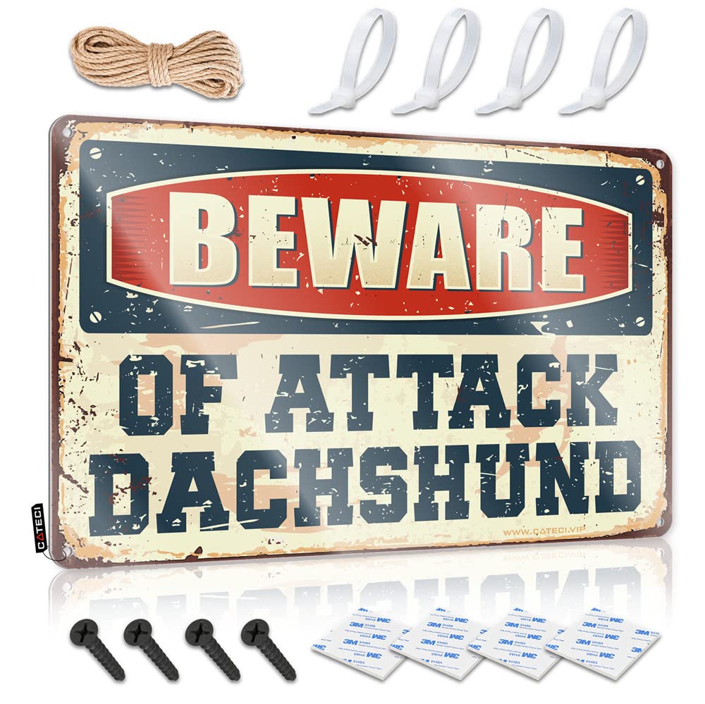 Mwfkkaddb Women's One Color Outdoor Signs And Decor Beware Of Attack Dachshund Sign Stuff For Your Room Bar Signs For Home Bar Wall(30X40cm)