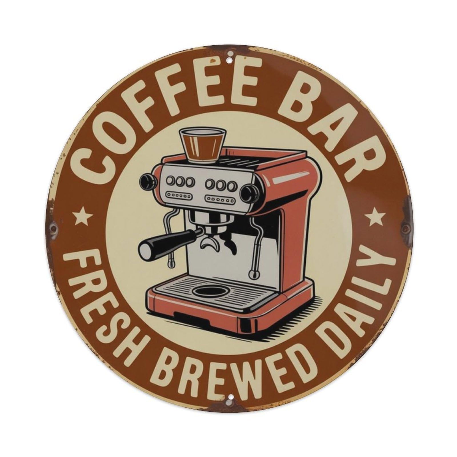 Coffee Bar Fresh Brewed Daily Metal Tin Sign Plaque