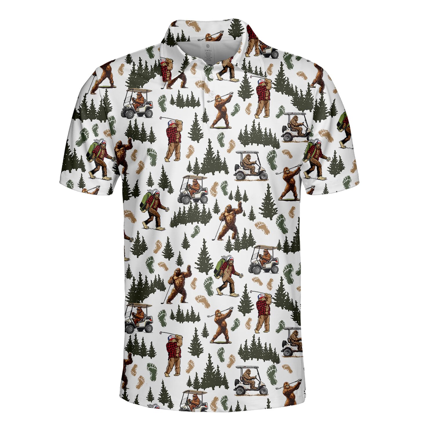 HIHI GLOBAL Bigfoot Golf Polo Shirts for Men, Bigfoot Sasquatch Golf Players, Men Polo Golf Shirt Short Sleeve