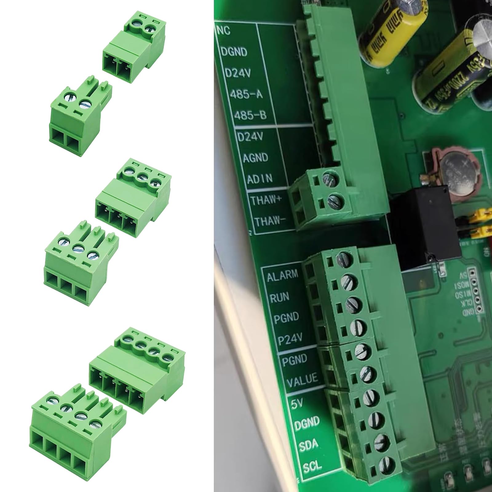 Zestaw 2 pinów 3,81 mm / 0,15 cala 2 piny, bezlutowe połączenie wtykowe, 28-16 AWG PCB montaż zacisk śrubowy (8 pinów (2 zestawy))