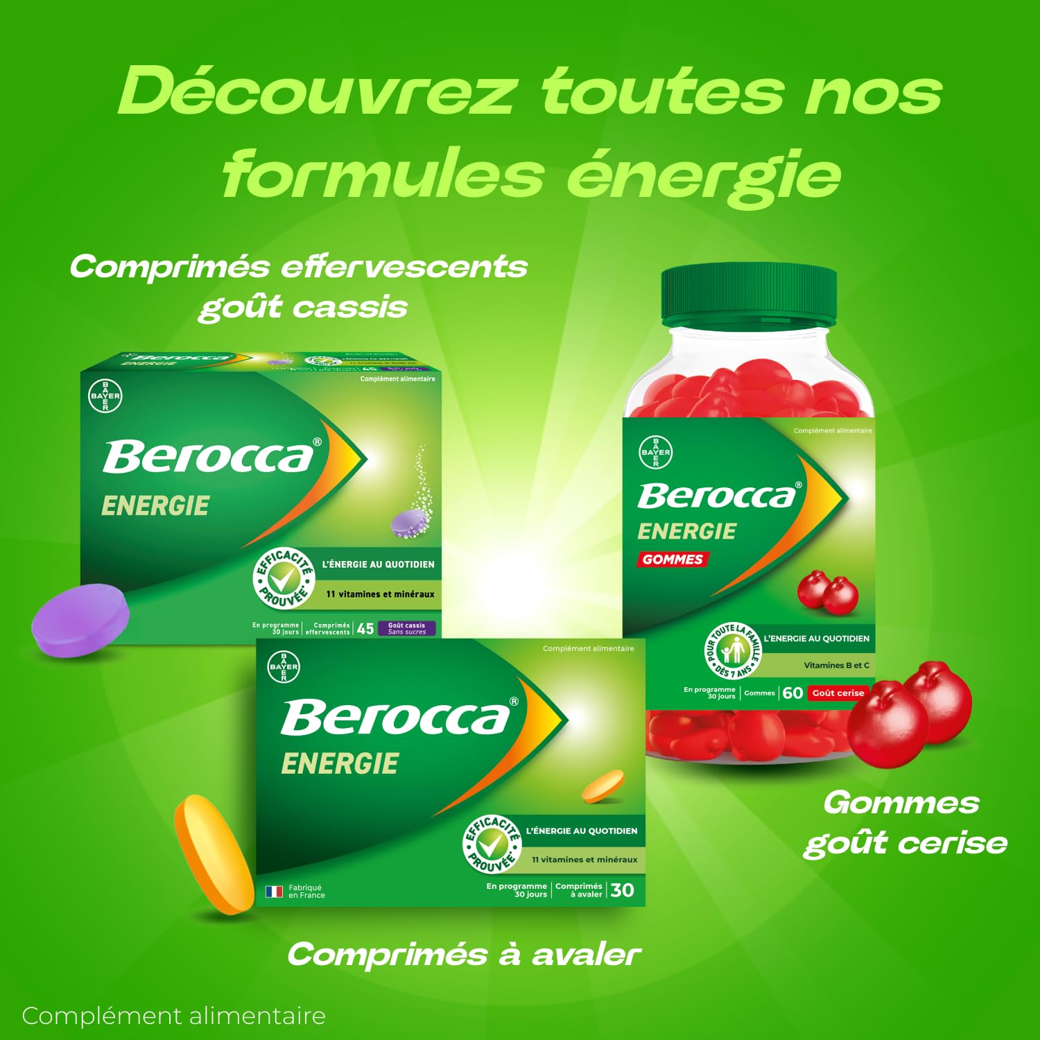 Berocca Energie Orange - Multivitamines et Minéraux - Vitamine C, B3, B5, B1, B12, Calcium, Magnésium et Zinc - Complément alimentaire - Aide à réduire la fatigue - 2x45 comprimés effervescents