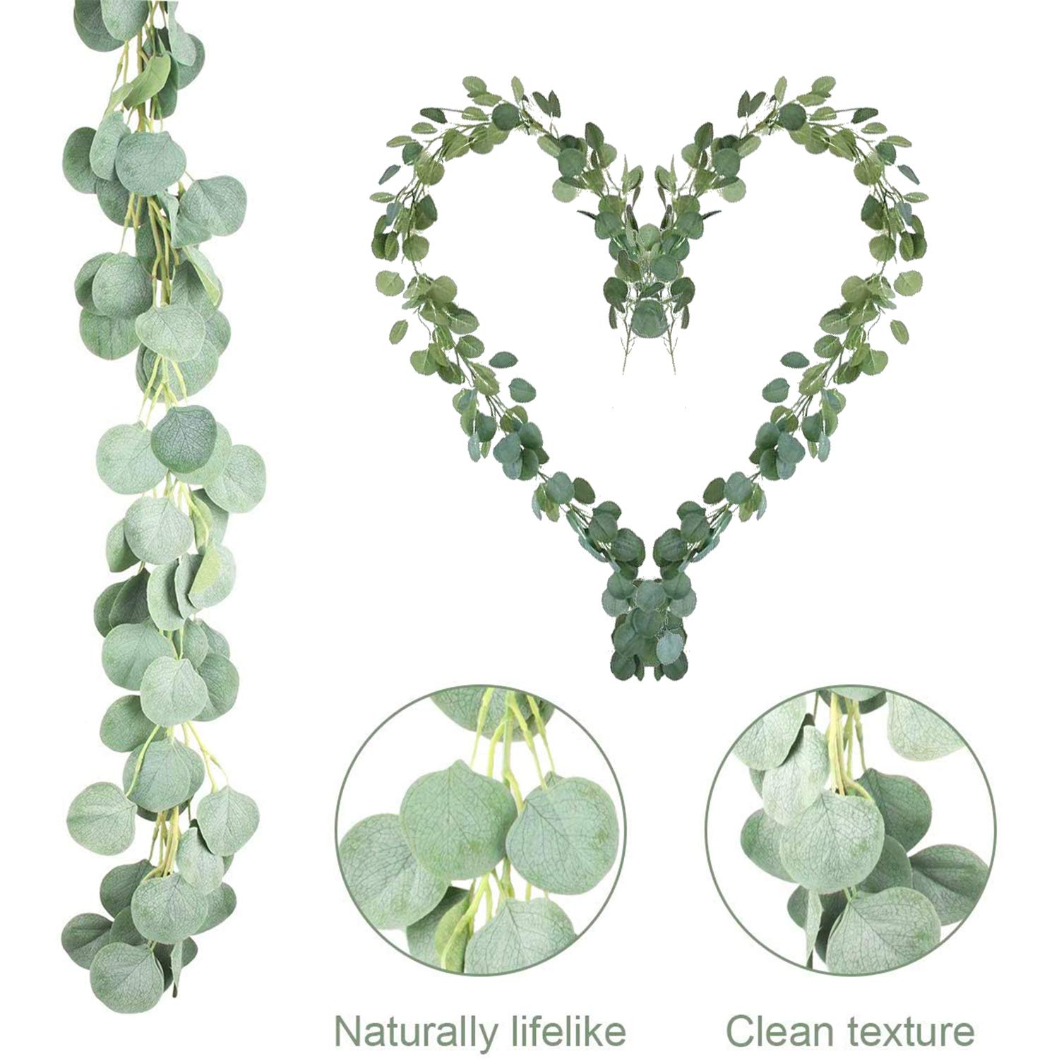 Ghirlanda Di Eucalipto Artificiale 180 Cm - Finta Rampicante Foglie Di Mela Verde Per Decorazione Casa E Matrimonio