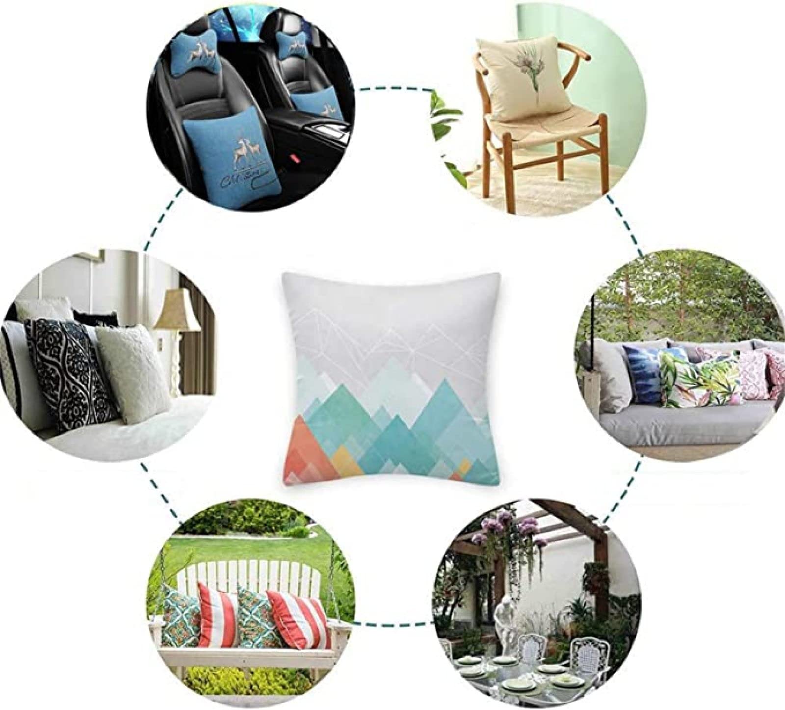 Juego de 4 Fundas de Cojín Impermeable Exterior Verde 60x60cm Funda de Almohada Cuadrada Decorativa de Lino Plantas Tropicales, con Cremallera Invisible para Sofá Mueble Decor Cushions P-180