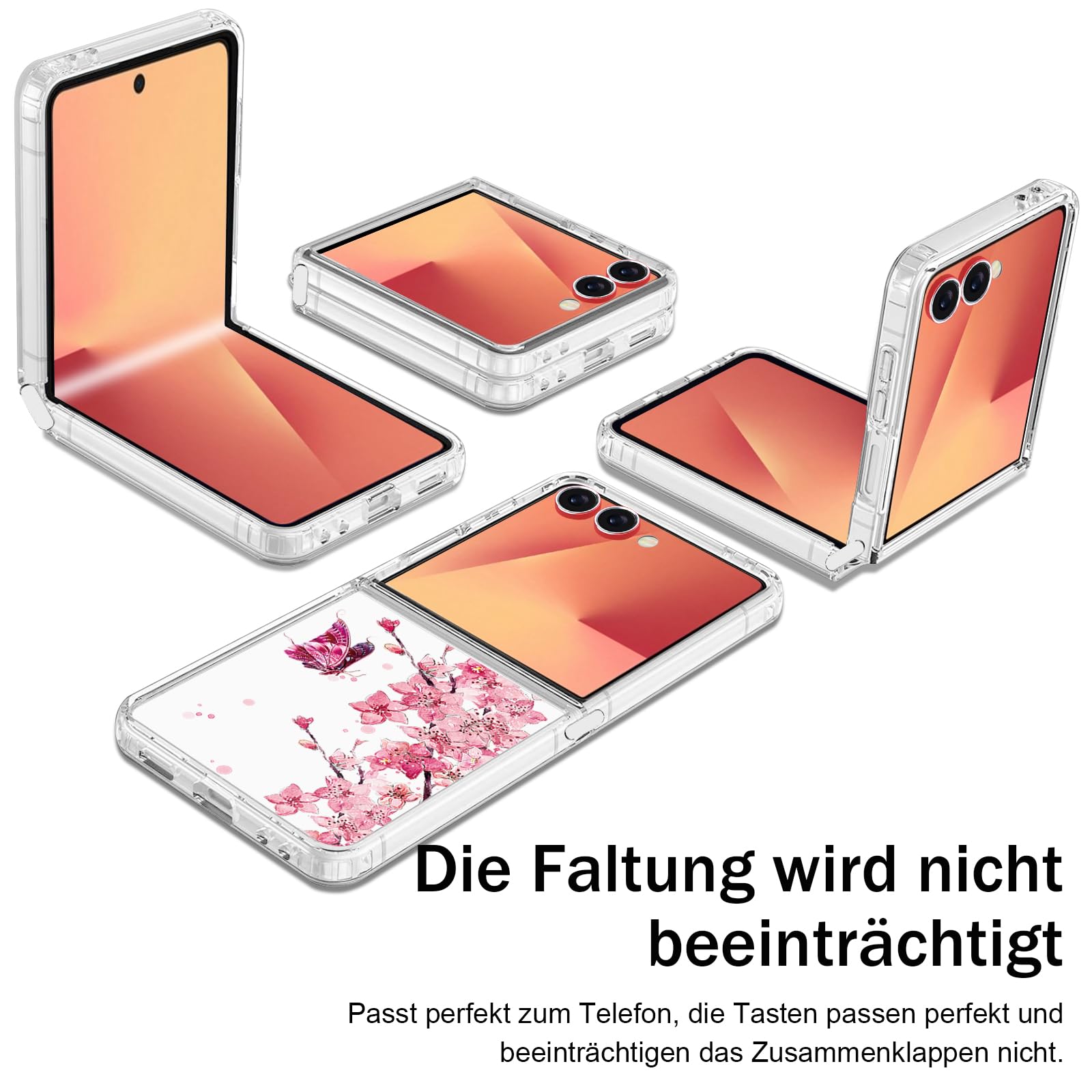 Galaxy Z Flip 7 Custodia per Samsung Galaxy Z Flip 7 Custodia 5G Ultra Sottile Trasparente Silicone Motivo Fiori Custodia Custodia Custodia Protettiva Colorato Pattern Clear Antiurto Cover per Samsung