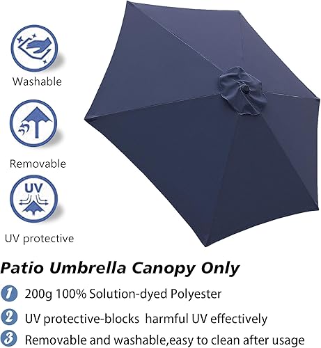 Miniatura 3 de Toldo de repuesto para sombrilla de patio de 9 pies y 6 costillas, 2 unidadespaquete