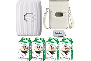 Fujifilm Instax Mini Link 2 Smartphone Printer, Clay White Bundle