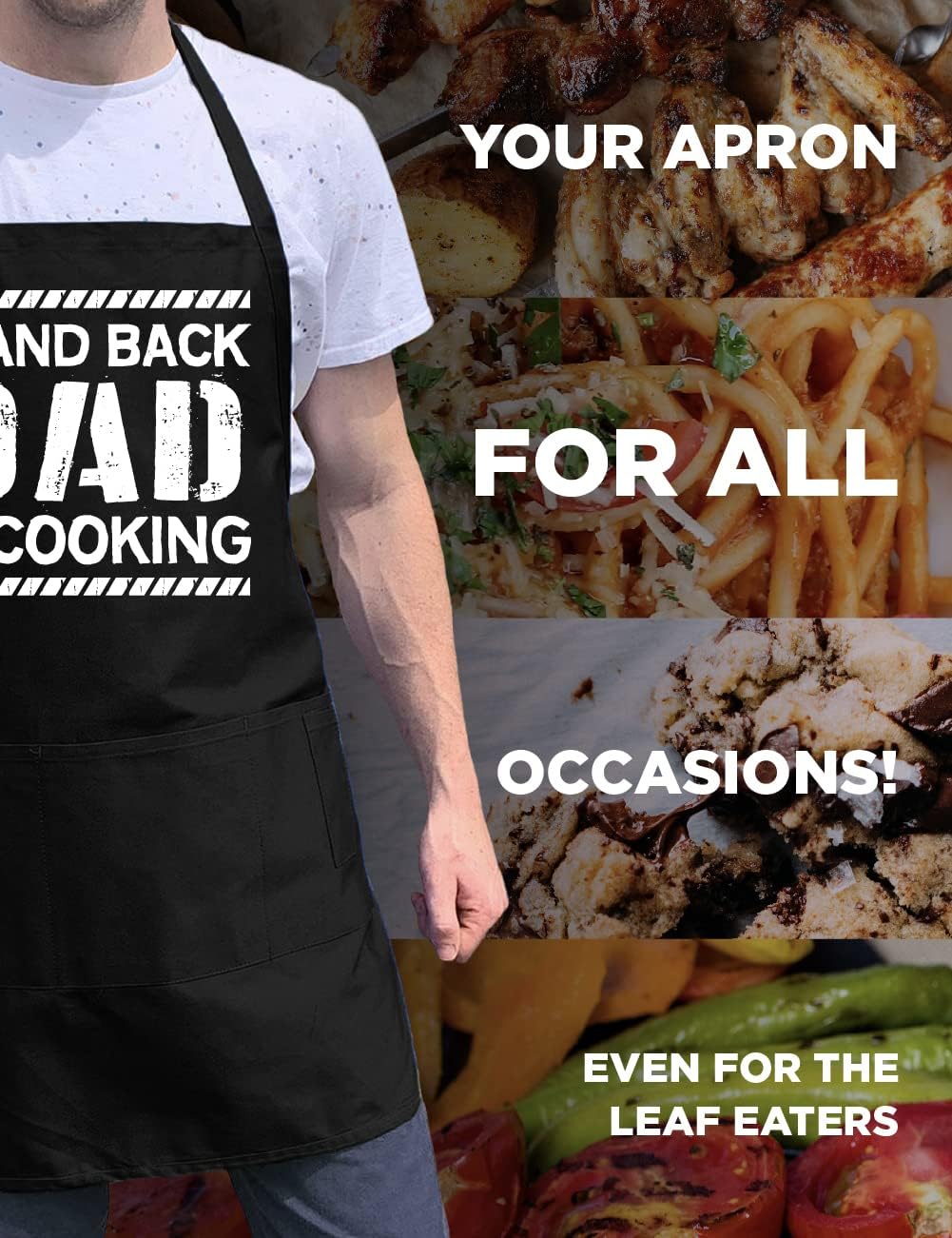 ApronMen, Stand Back Dad Is Cooking, Professionally Printed Funny BBQ Grill Apron for Men - Adjustable One Size Fits All - Image 3