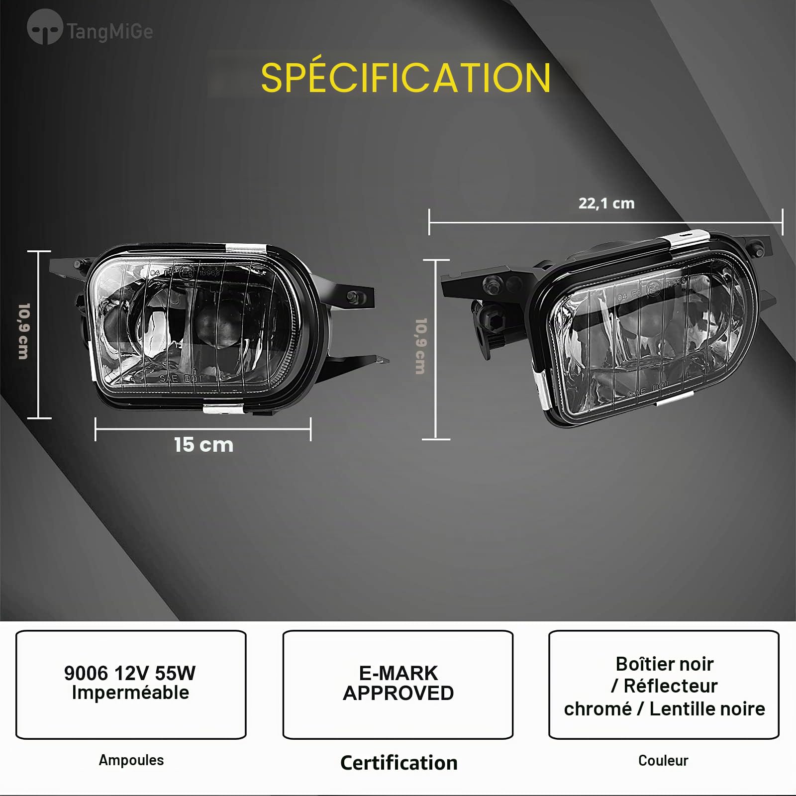 TangMiGe - Feux anti-brouillard compatibles avec Mercedes Benz W203 S203 CL203 C209 A209 C215 R171, (Classe C Sportcoupe CLC CLK S Coupe CL SLK), 05/2000-12/2011, Phares antibrouillard (Fumée)