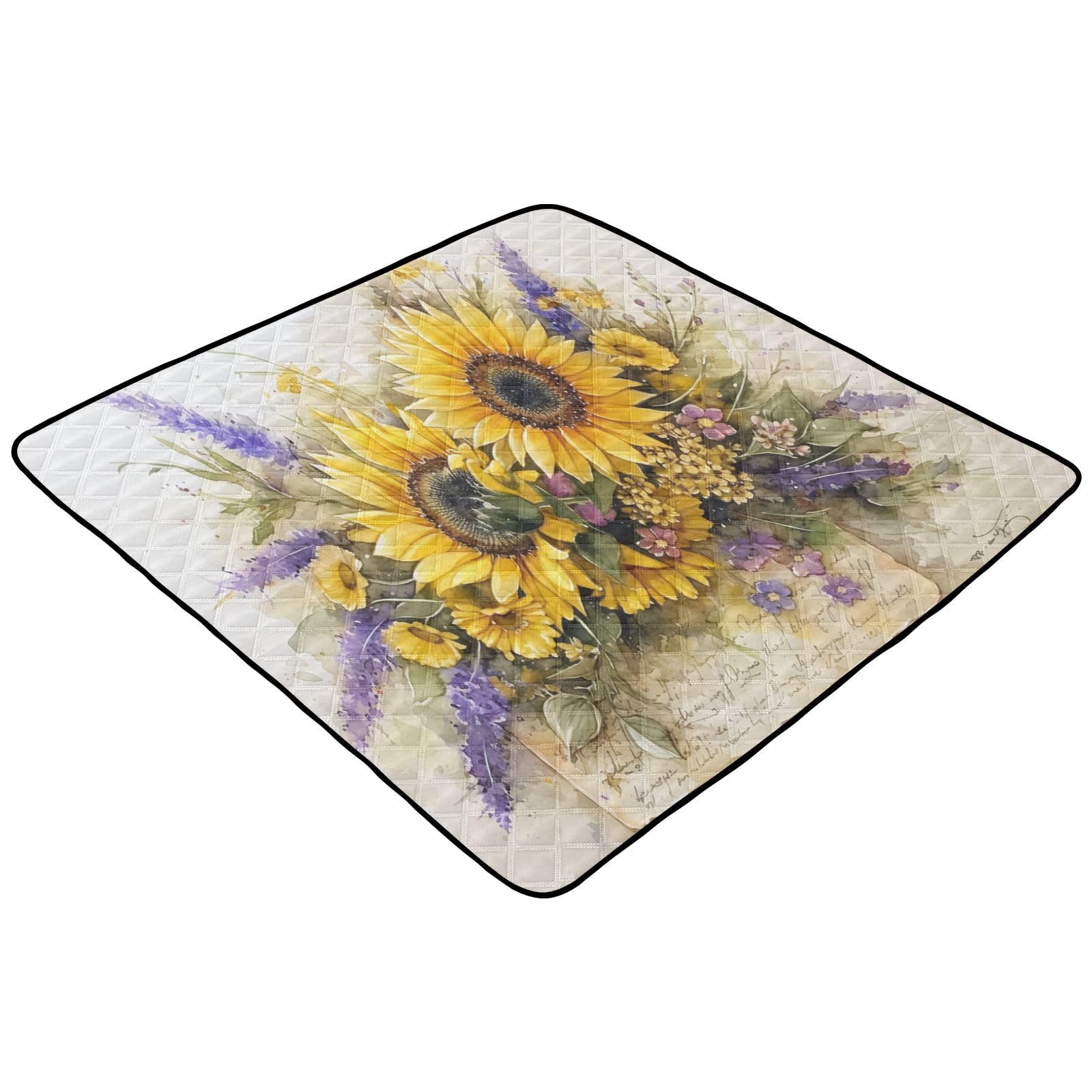 Kigai Sunflowers Baby Play Mat for Floor and Playpen 50x50 inch Non-Slip Baby Activity Playmat Waterproof Foldable Crawling Mat for Infants Toddlers