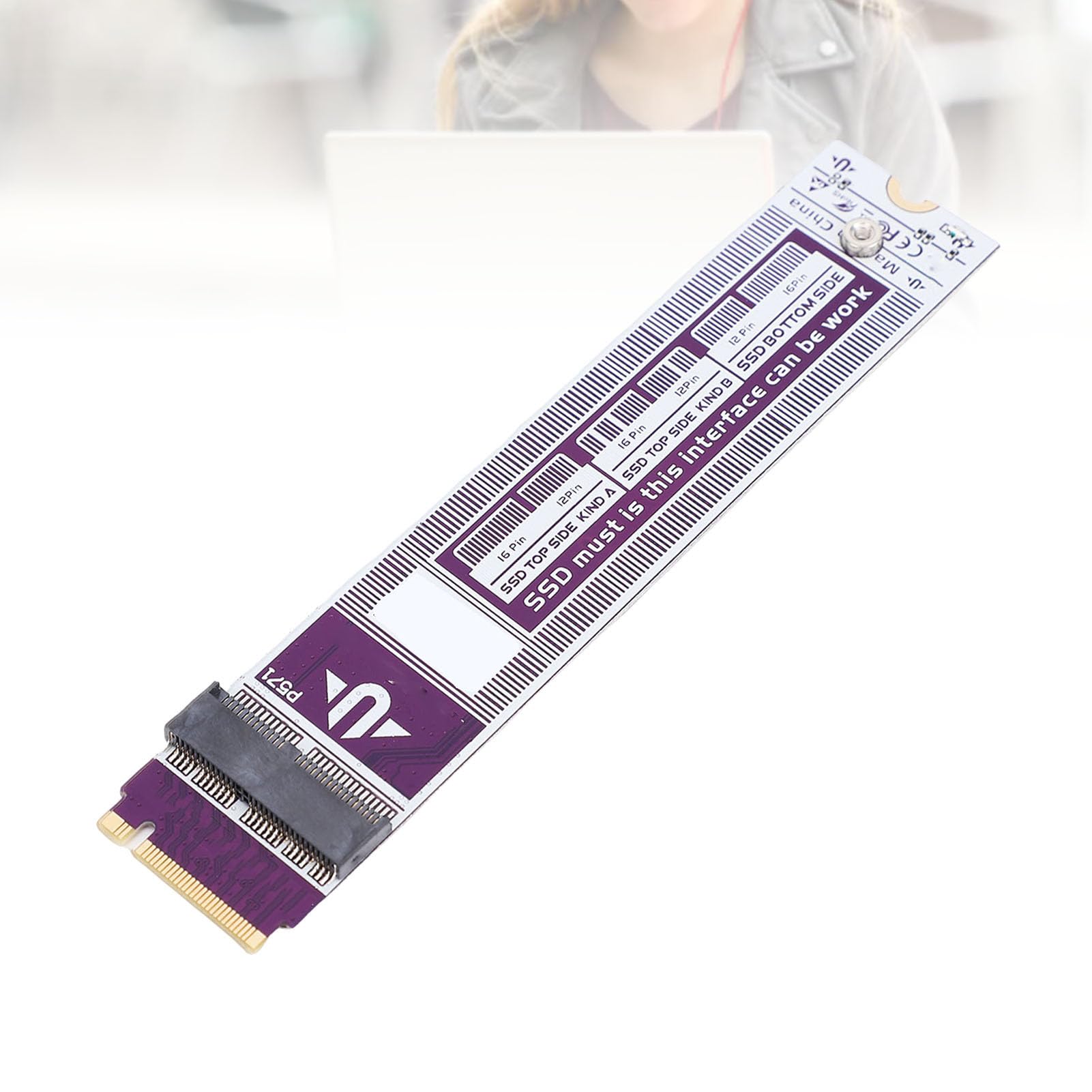 Zunate M.2 NVMe SSD Adattatore 12pin 16pin Convertitore NVMe SSD Reader per Mac Book Air Pro 2013 2017, con Cablaggio di Precisione, Trasferimento Dati Stabile