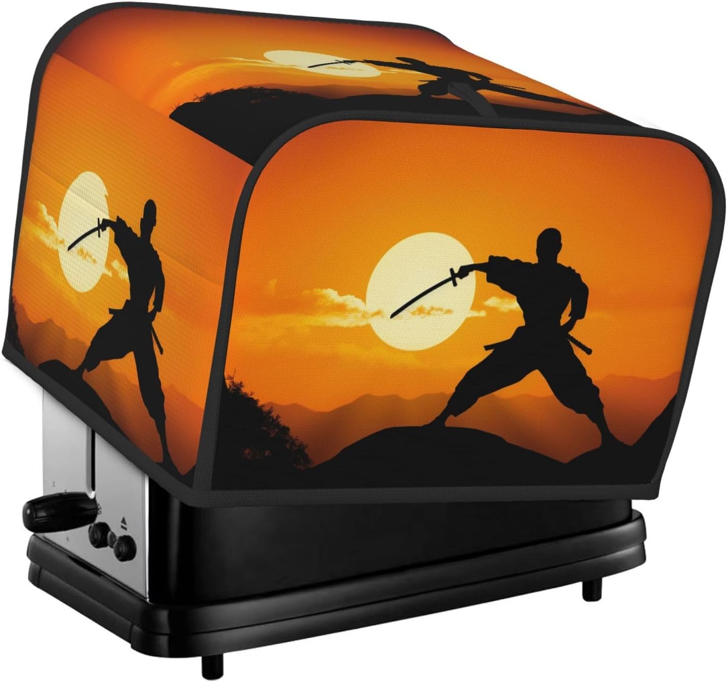 Sun Karate Silhouette Toaster Cover 4 slice Kitchen Small Appliance Covers with Pockets Toaster Dust Cover with Top Handle Oven Cover Washable Universal Bread Maker Cover for Kitchen