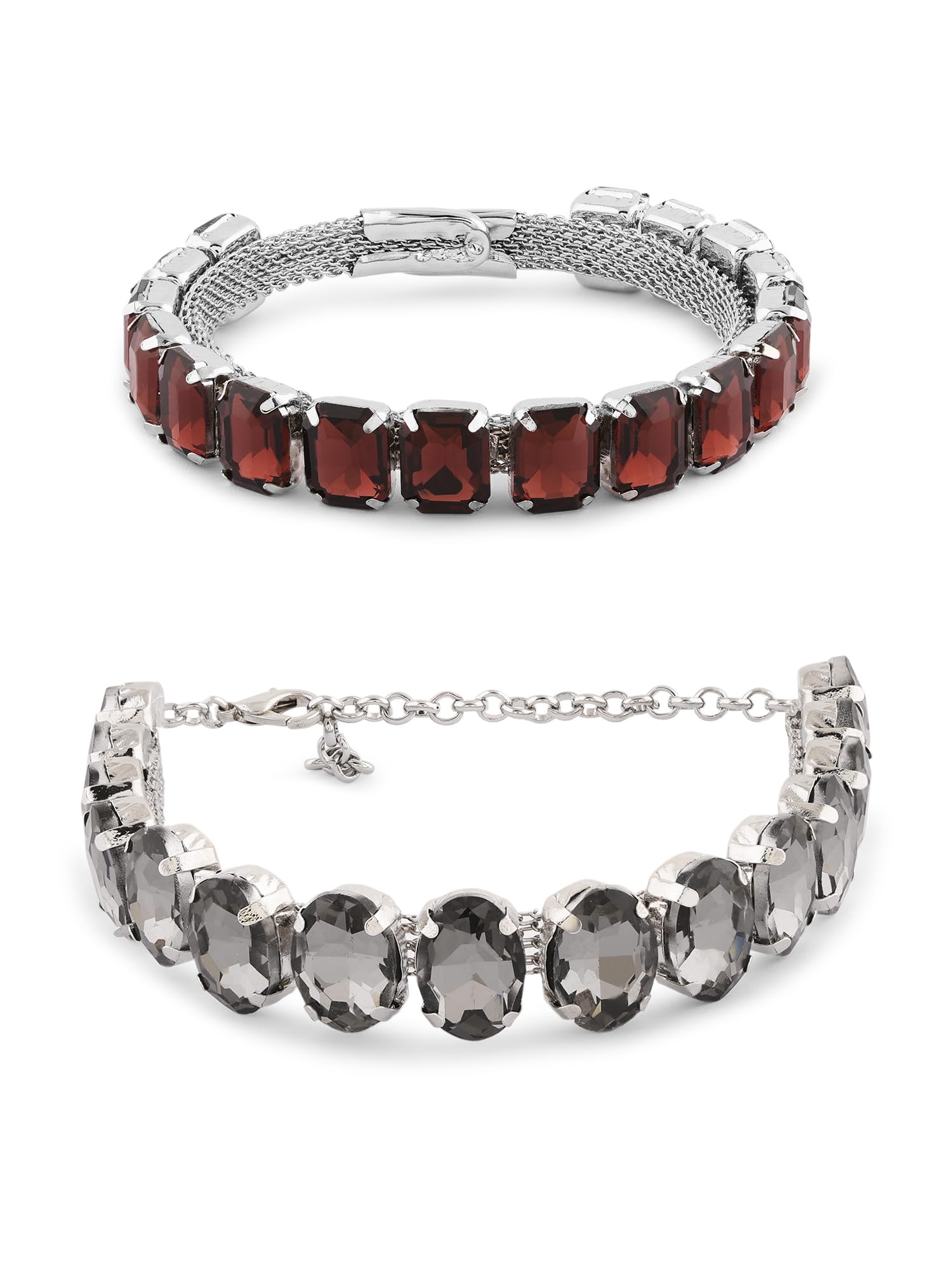 ZAVERI PEARLS Set Of 2 Black & Brown Artificial Stones Embellished Bracelets Set For Women-ZPFK16841 (B0CLJJ196Z) Amazon Price History, Amazon Price Tracker
