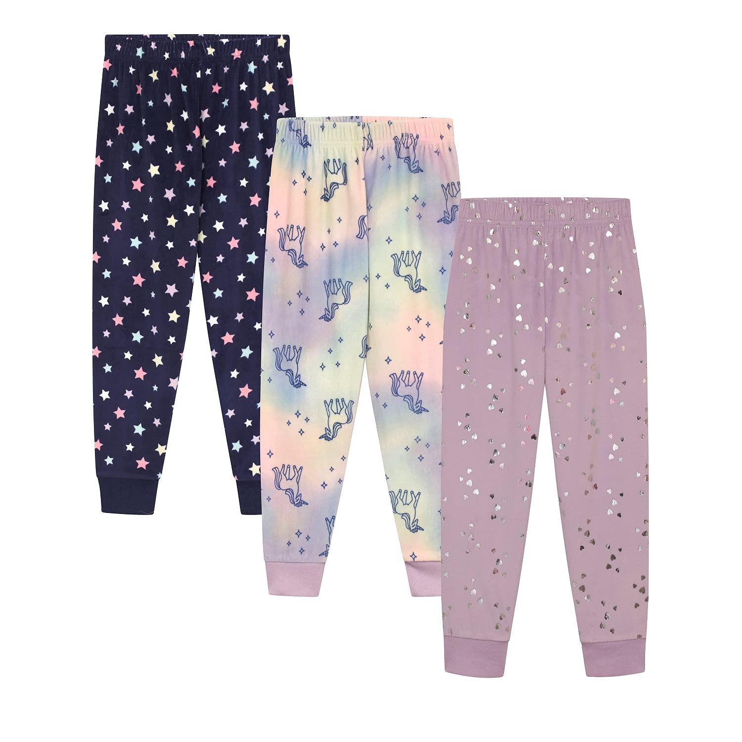 BTweenGirls’ 3 Pack Velour Jogger Pants Set, Soft and Comfortable Lounge Pants for Kids