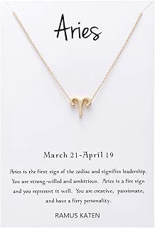 12 Constellation Pendant Necklace Astrology Gold Tone Chain with Message Card - coolthings.us