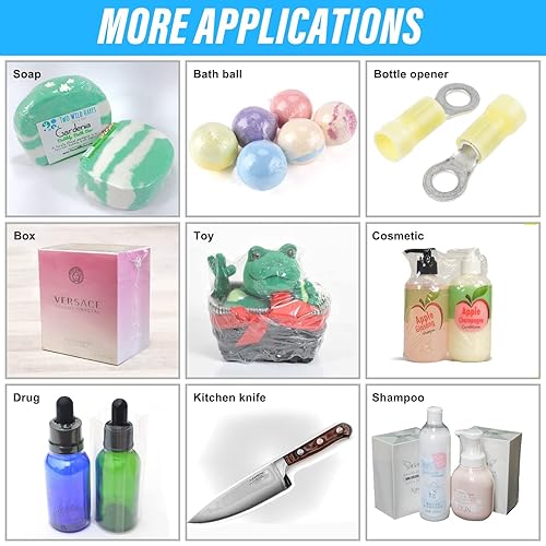 Miniatura 59 de 500 bolsas retráctiles de PVC transparente de 4 x 6 pulgadas con mangas y bandas termorretráctiles, embalaje impermeable para jabón, bombas de baño