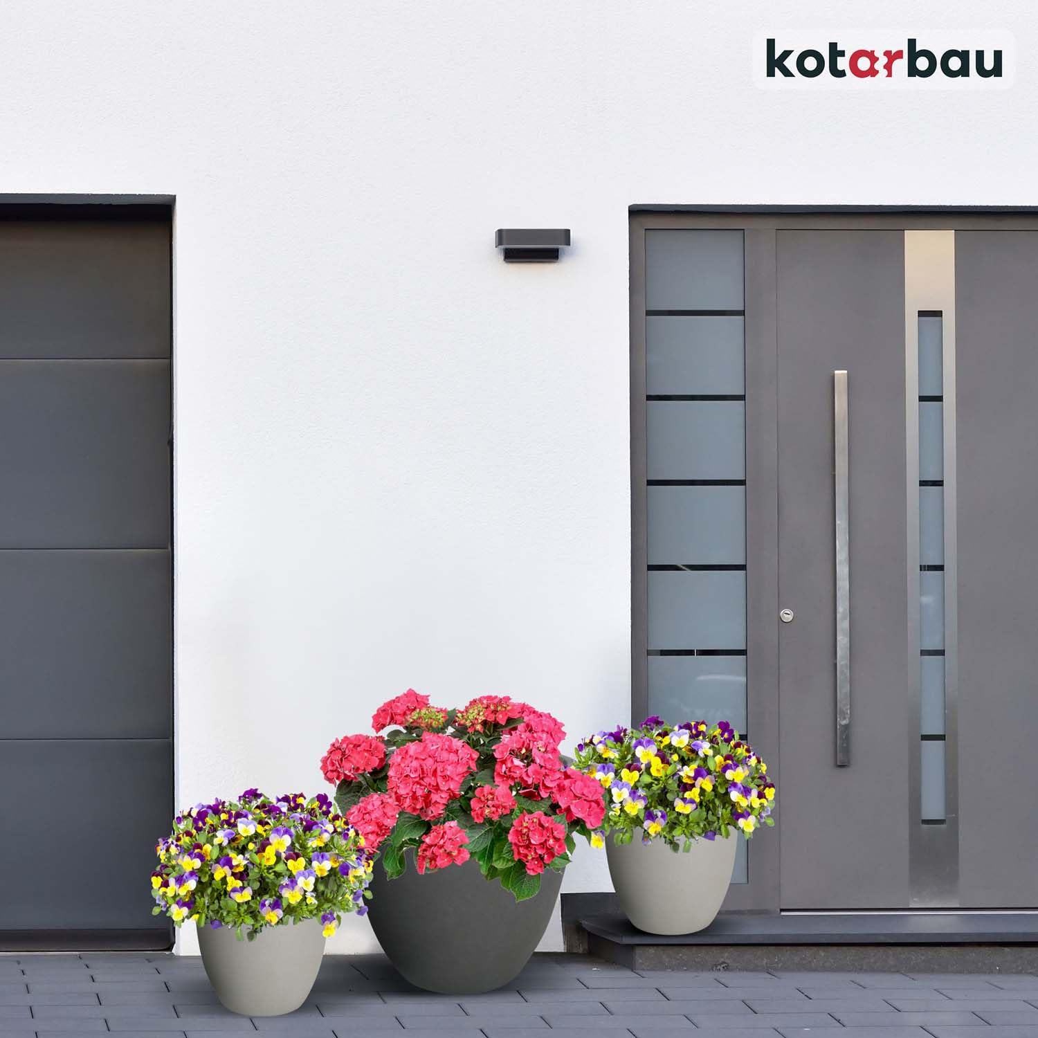 KOTARBAU® Macetero Decorativo Interior, Maceta Ø 36 cm, Fibreclay | Maceta Orquidea, Maceta de Pie, Macetero con Efecto Hormigón, Tiestos para Plantas Interior, 31 cm de Alto, Gris