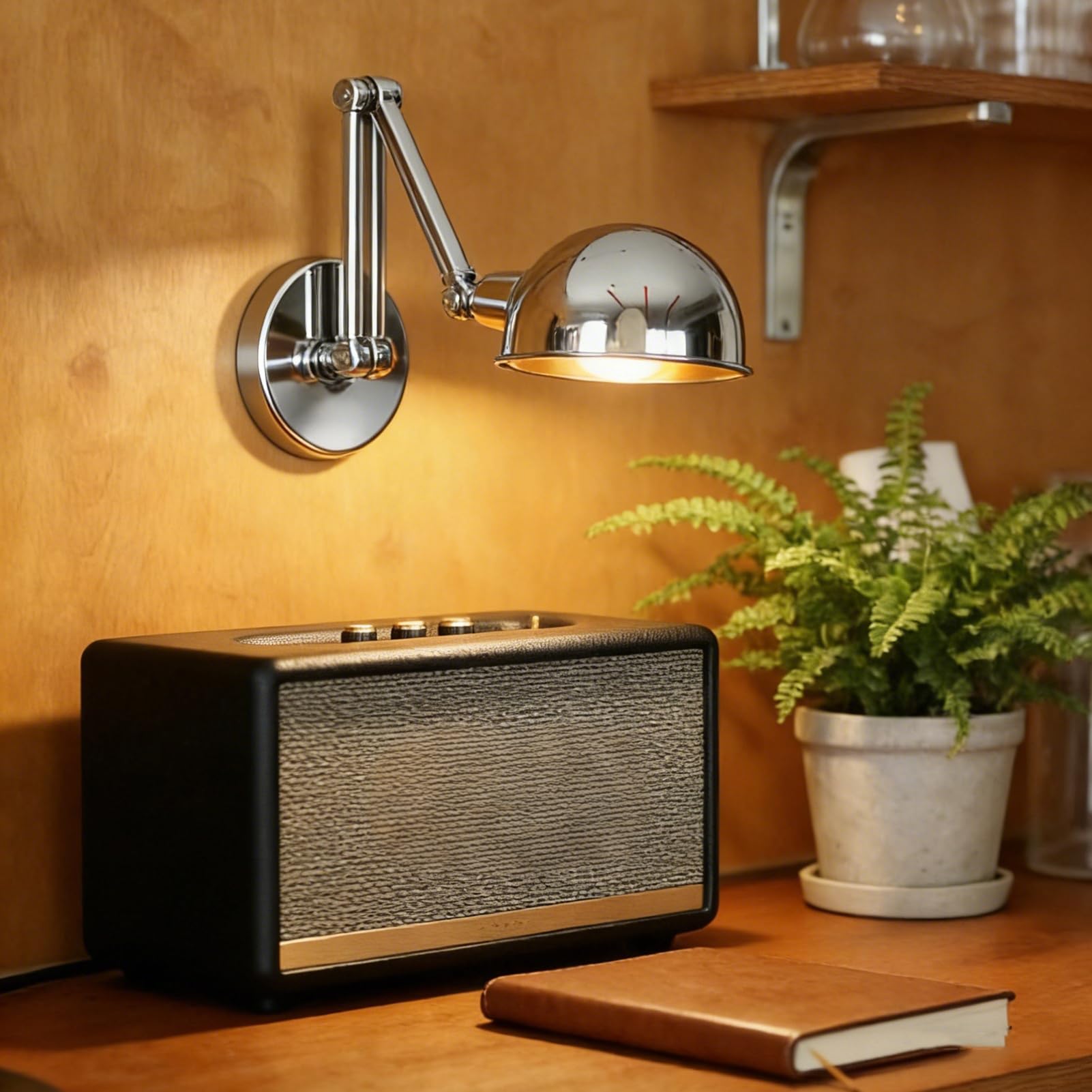 Retro Wandleuchte Innen Verstellbar Langer Arm Nachttisch Wandlampe innen Kabel Stecker Wand-Leselampe Metall Schirm E27 Vintage Industrielampe Schlafzimmer Café