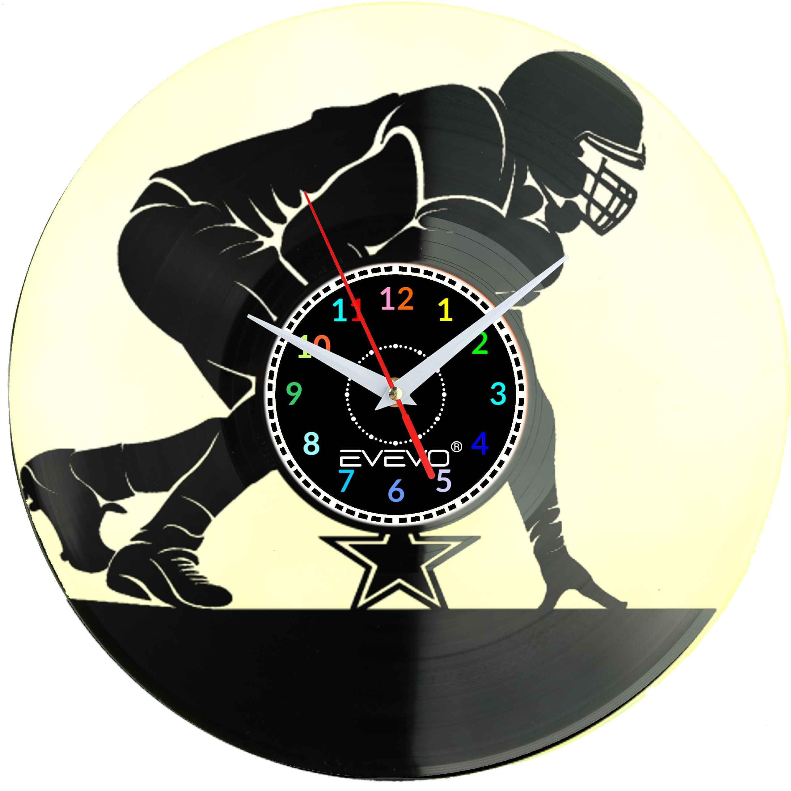 ZEGAR ŚCIENNY AMERICAN FOOTBALL FLUORESCENCYJNE TŁO PŁYTA WINYLOWA PREZENT UPOMINEKA GIFT EVEVO SOUVENIR F0090