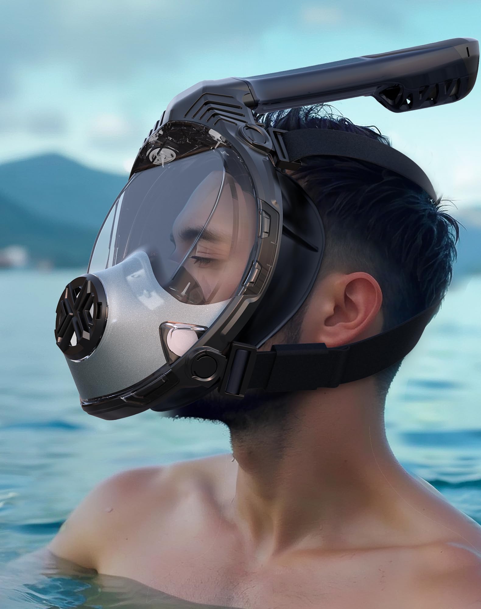 Maska do nurkowania na całą twarz – sprzęt do nurkowania dla dorosłych z bezpiecznym systemem oddychania suchym, najnowsza składana maska do nurkowania z panoramicznym widokiem dla mężczyzn i kobiet