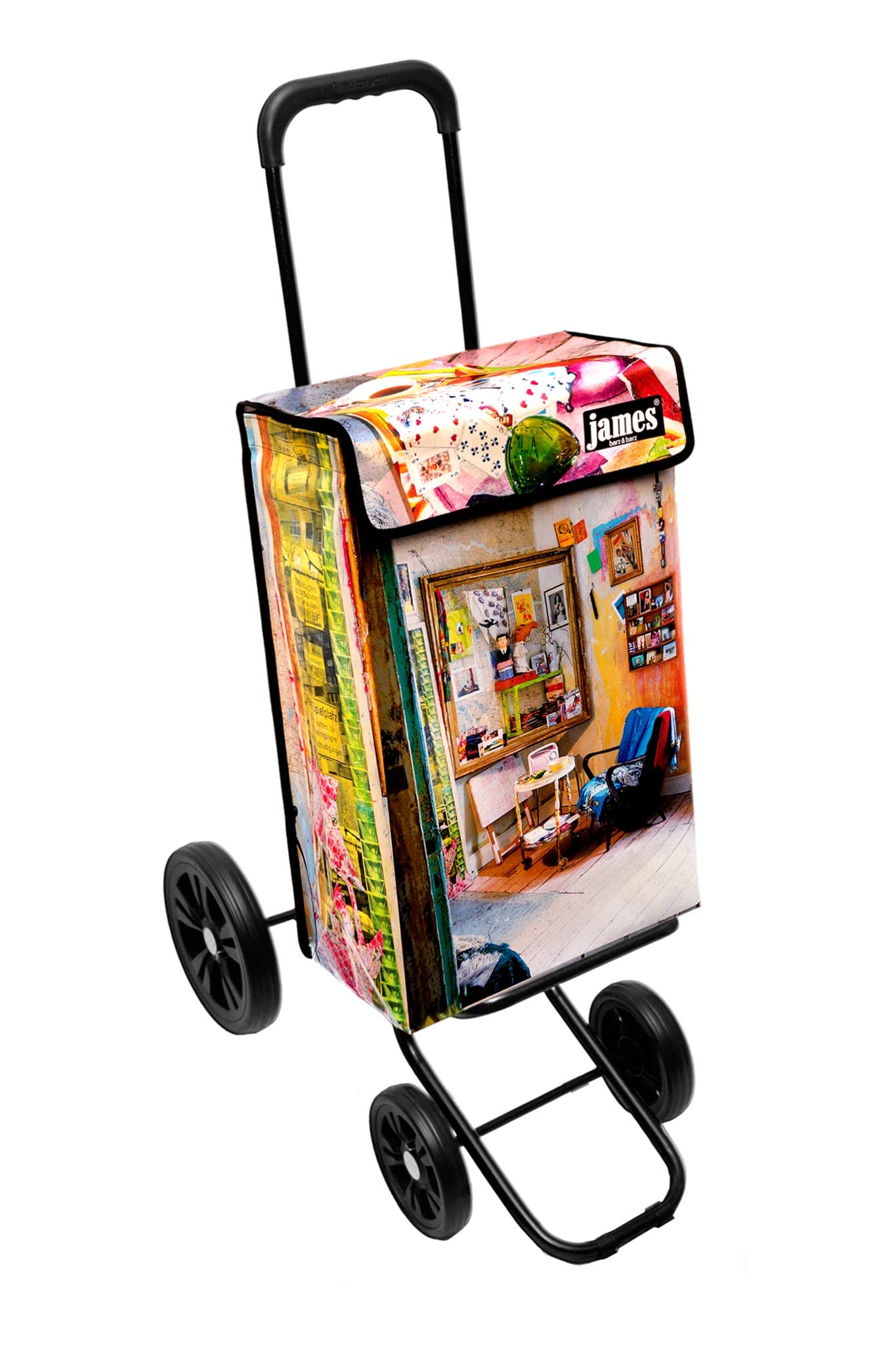 James® Einkaufstrolley „Luise“, 100 Designs, 6 Fahrgestell-Varianten, Gewebeplane, moderner Shopping Lifestyle, bunter Einkaufswagen, Cooler Hackenporsche, original Made in Vienna