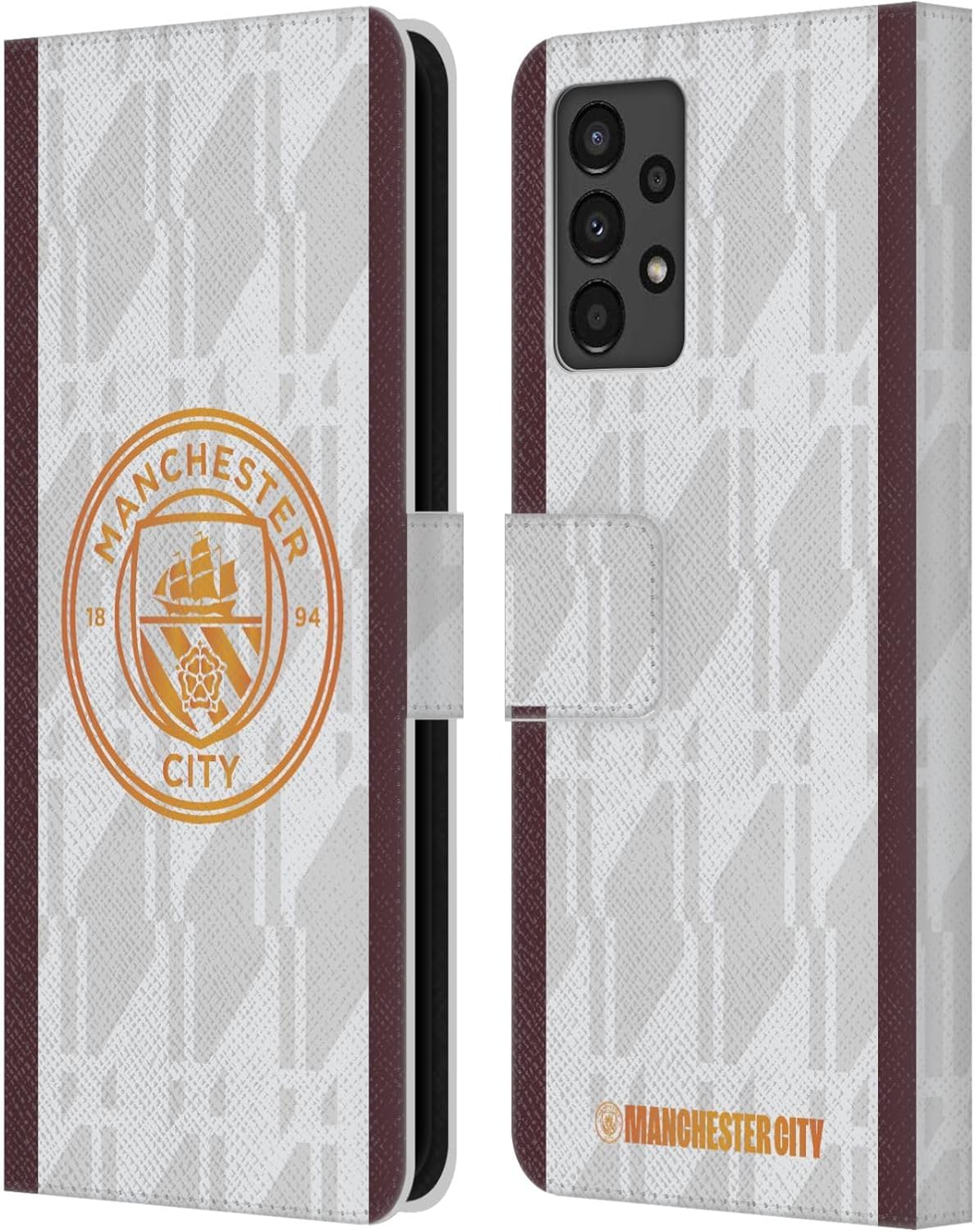 Head Case Designs Officially Licensed Manchester City Man City FC Away 2023/24 Badge Kit Leather Wallet Case Compatible with Samsung Galaxy A13 (2022)