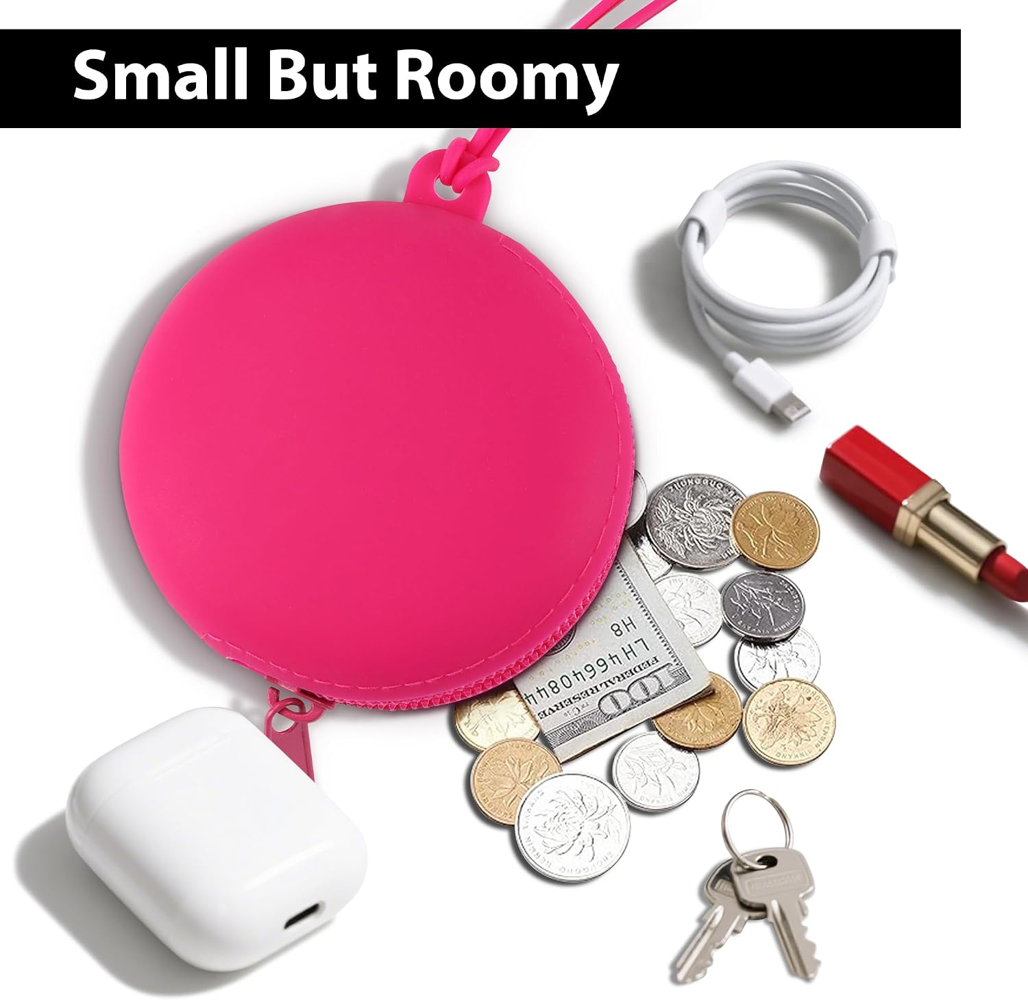 Coin Purse for Women – Silicone Small Coin Pouch with Zipper for Coins, Keys, Lipstick, and Earphones – Mini Cute Change Purse for Daily Life, Cars, Travel, Party
