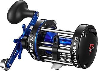 Piscifun Chaos XS Baitcasting Fishing Reel, Reinforced Metal Body Round Baitcaster Reel, Smooth Powerful Saltwater Inshore Surf Trolling Reel, Conventional Reel for Catfish, Musky, Bass, Pike
