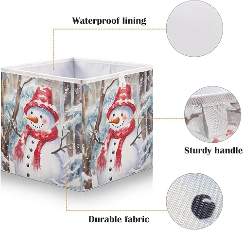 Miniatura 3 de Emelivor Winter Christmas Snowman Cube Storage Bin Fabric Storage Cubes Foldable Storage Box Large Closet Organizers Baskets Containers for Shelves