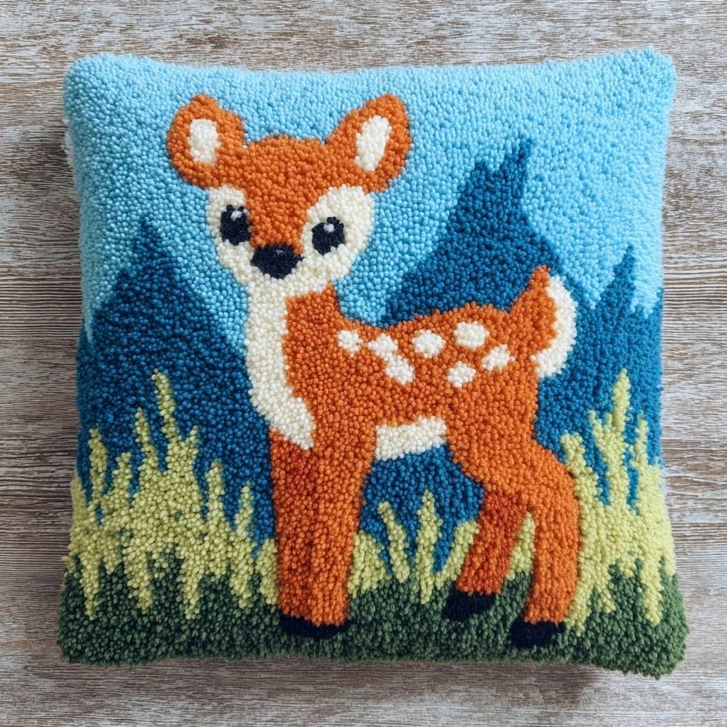 AxiangziK Latch Hook Pillow Kits for Beginners,Animals Sika Deer