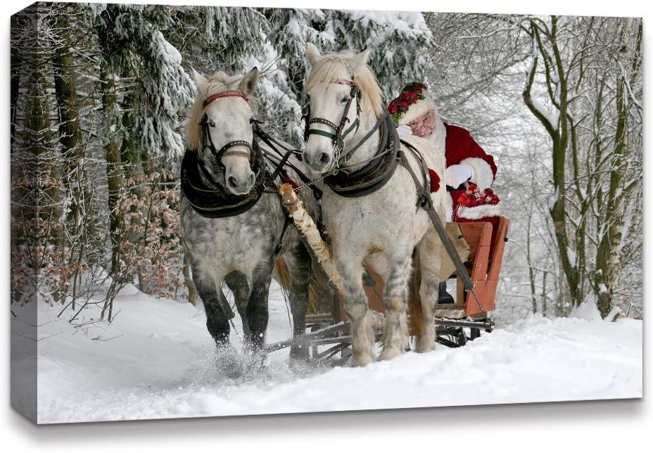 Top 12 Christmas Wall Art Holiday 2025 Inspiration 12 NWT IDEA4WALL Canvas Wall Art Christmas Santa Claus Decor Painting Artwork for Home Prints Framed – 24×36 inches